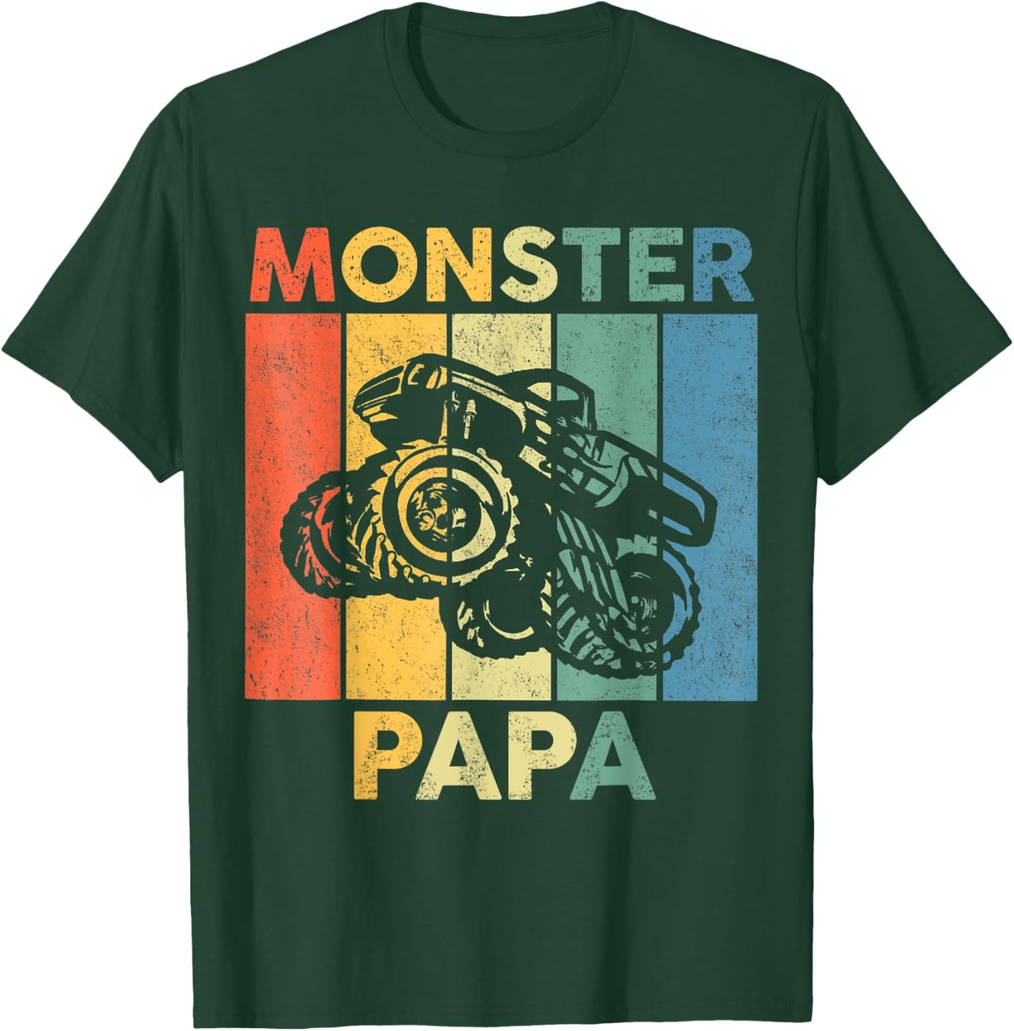 Monster Truck Retro Sunset Matching Family Store Papa Monster Truck Are My Jam Truck Lovers T-Shirt - T-Shirt | Forest
