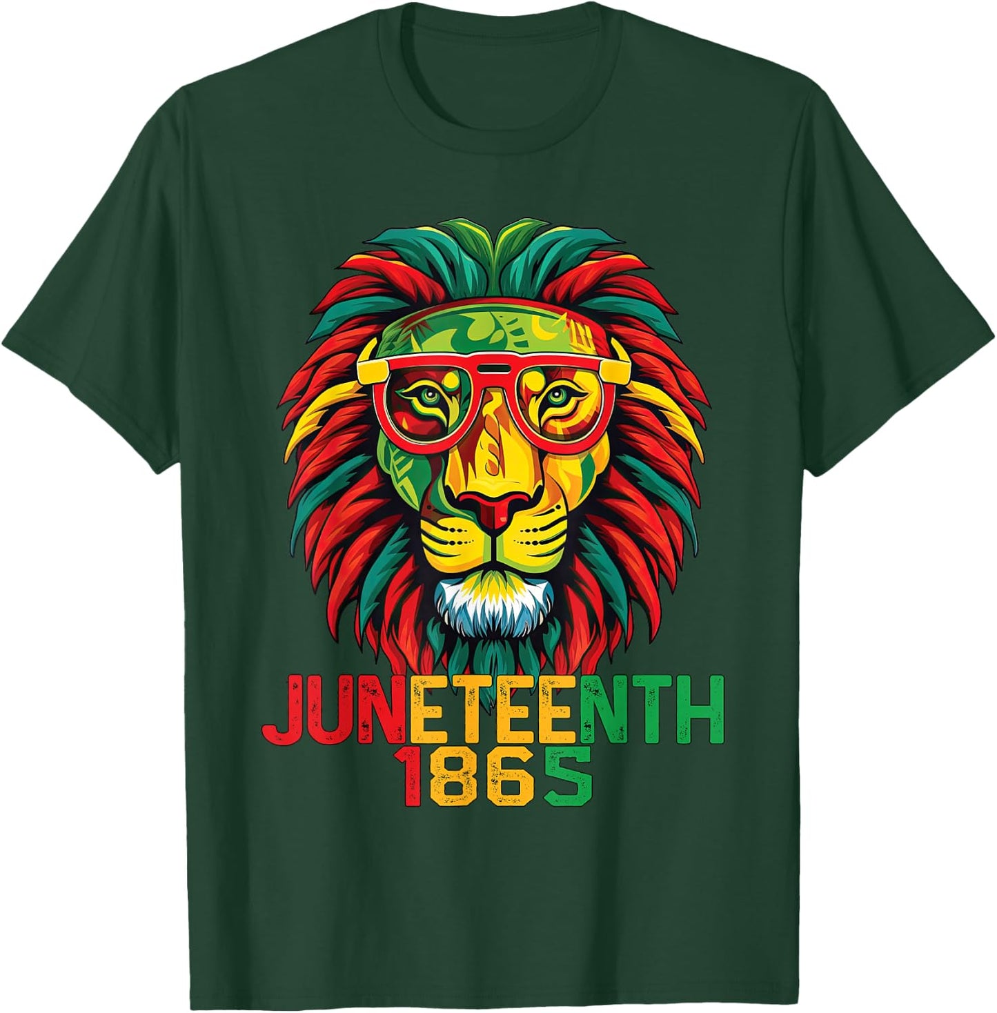 Lion Juneteenth 1865 Black History African American Flag Women Girls Kids Men T-Shirt - T-Shirt | Forest