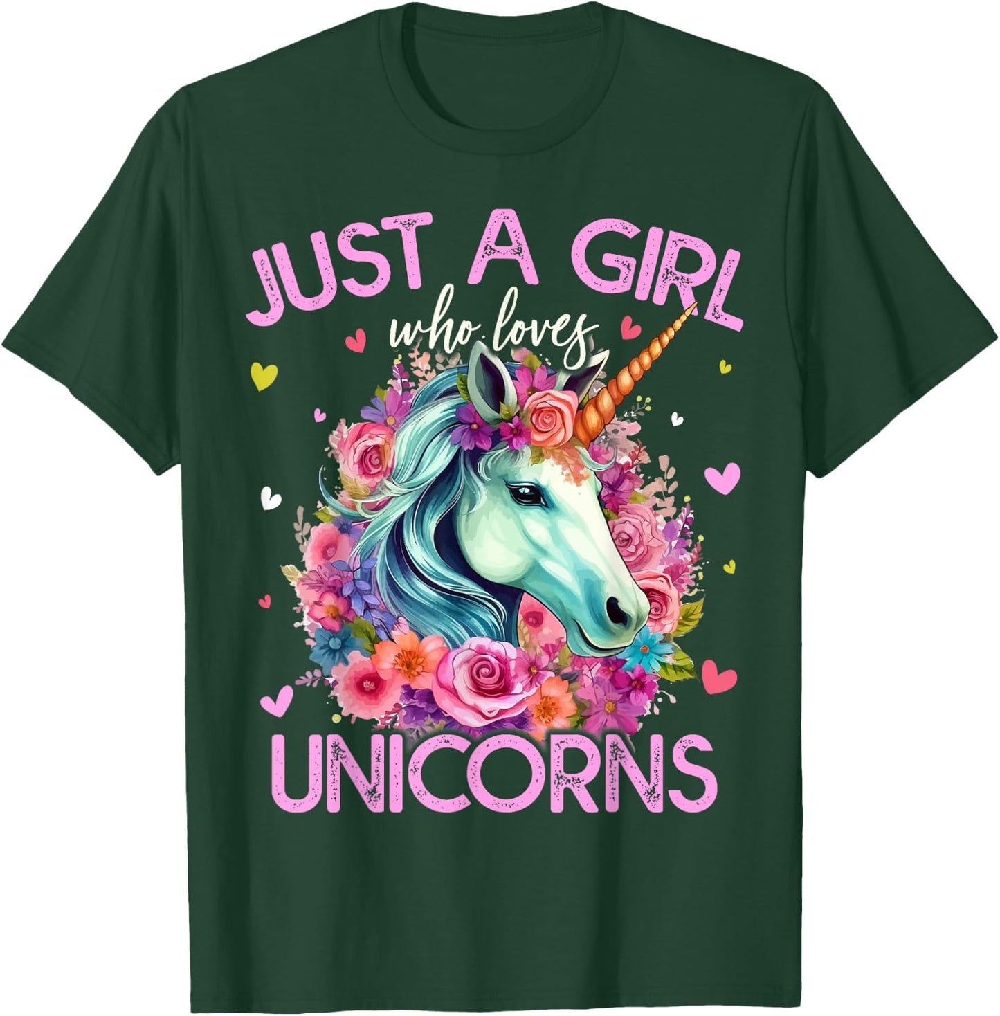 Just A Girl Who Loves Unicorns Girls T-Shirt - T-Shirt | Forest