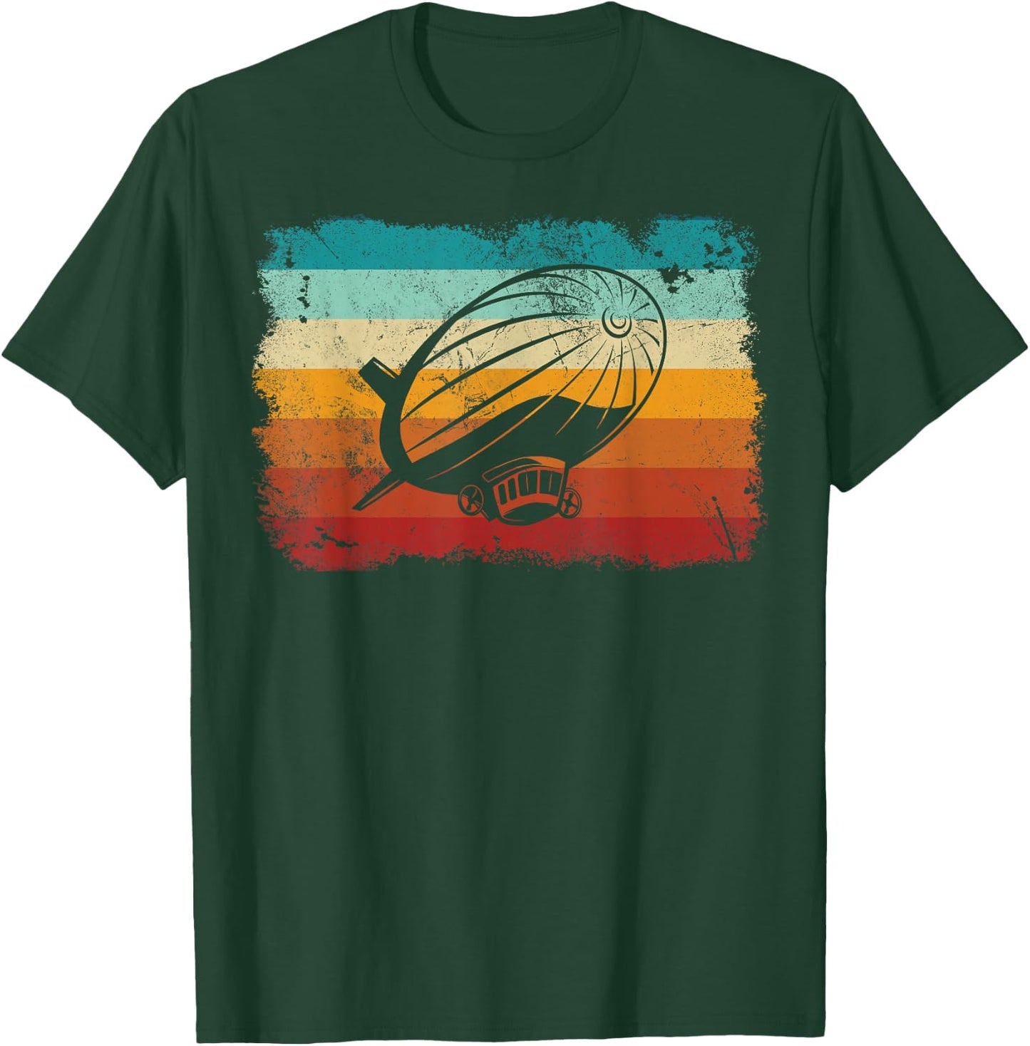 Retro Vintage Zeppelin Sunset 70s 80s Distressed Dirigible T-Shirt - T-Shirt | Forest