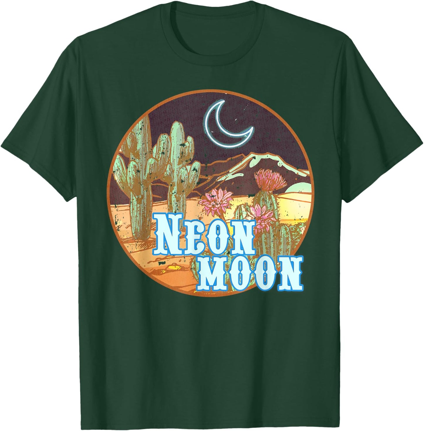 Western 90's Country Music Neon Moon Country Cowgirl Cowboy T-Shirt - T-Shirt | Forest