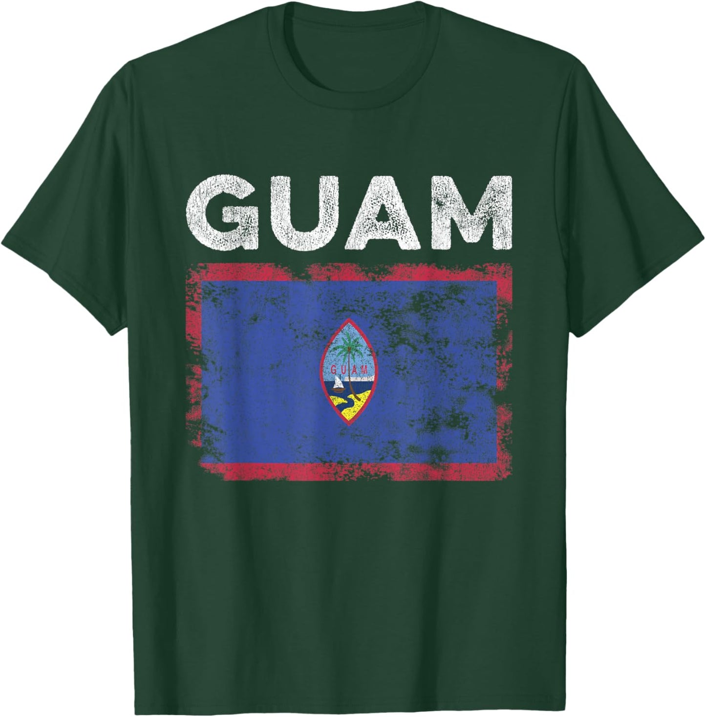 Guam Flag Distressed - Men Women Kids - Guamanian Flag T-Shirt - T-Shirt | Forest