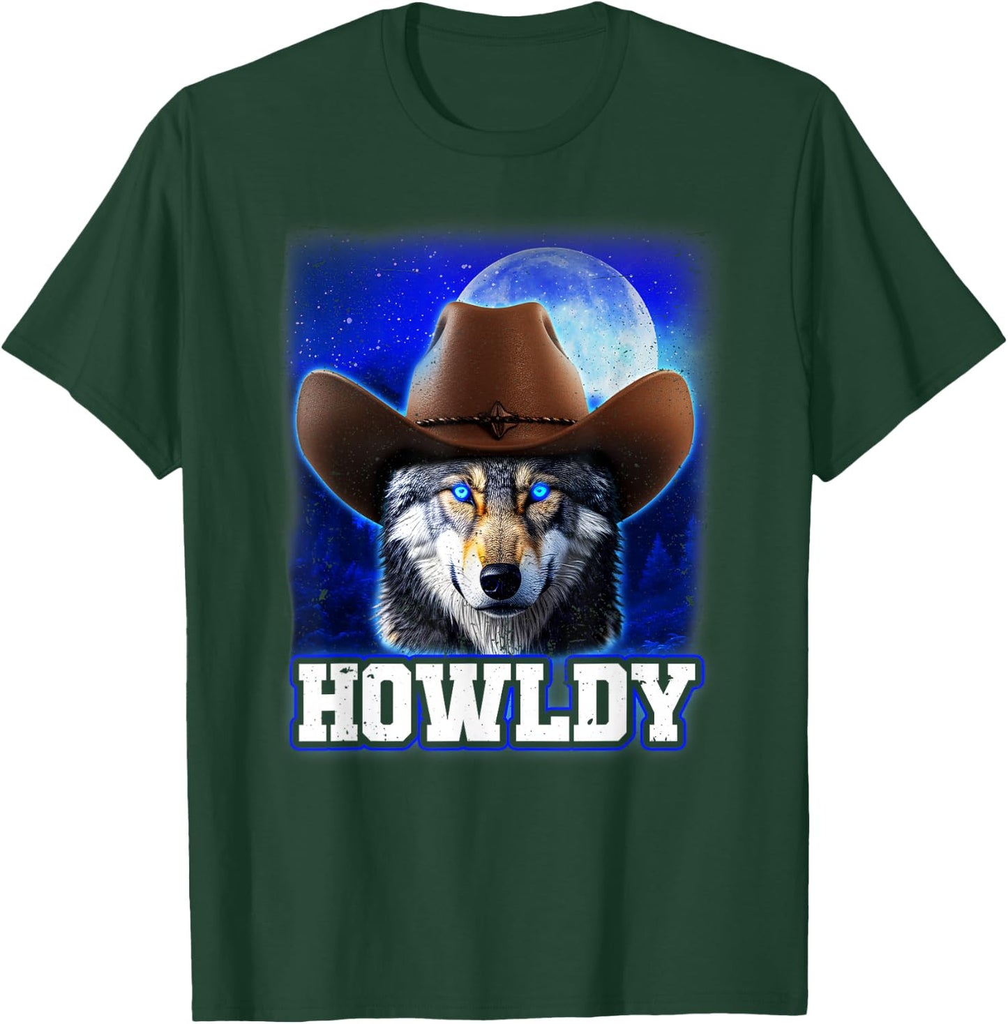 Cowboy Wolf Howldy Funny Mashup Howl Howdy T-Shirt - T-Shirt | Forest
