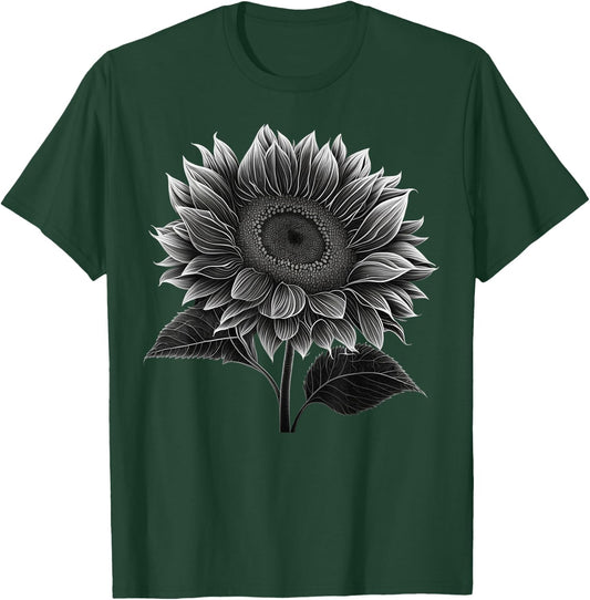 Sunflowers lover on black and white Sunflower T-Shirt - T-Shirt | Forest