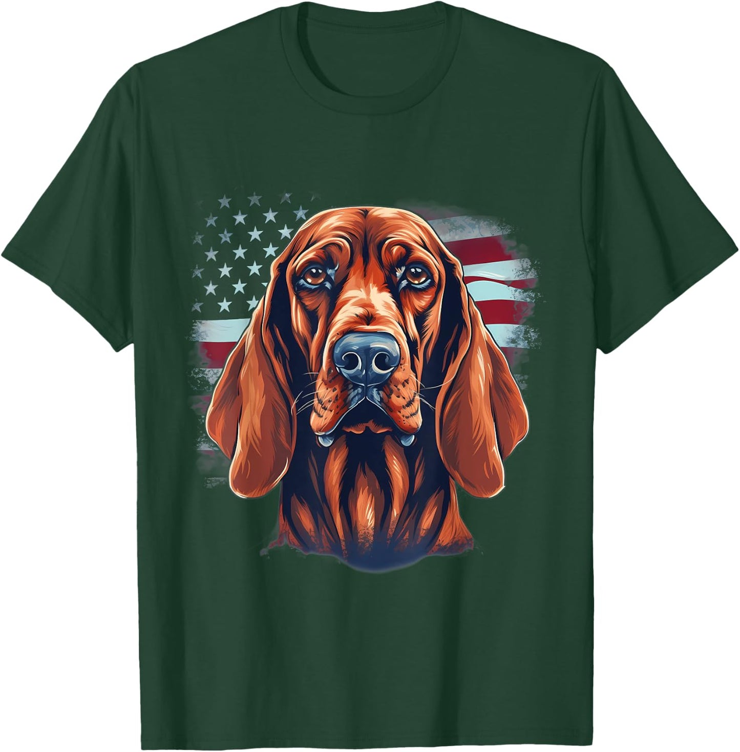 4th Of July US Flag Redbone Coonhound Dog Women Kids Men T-Shirt - T-Shirt | Forest