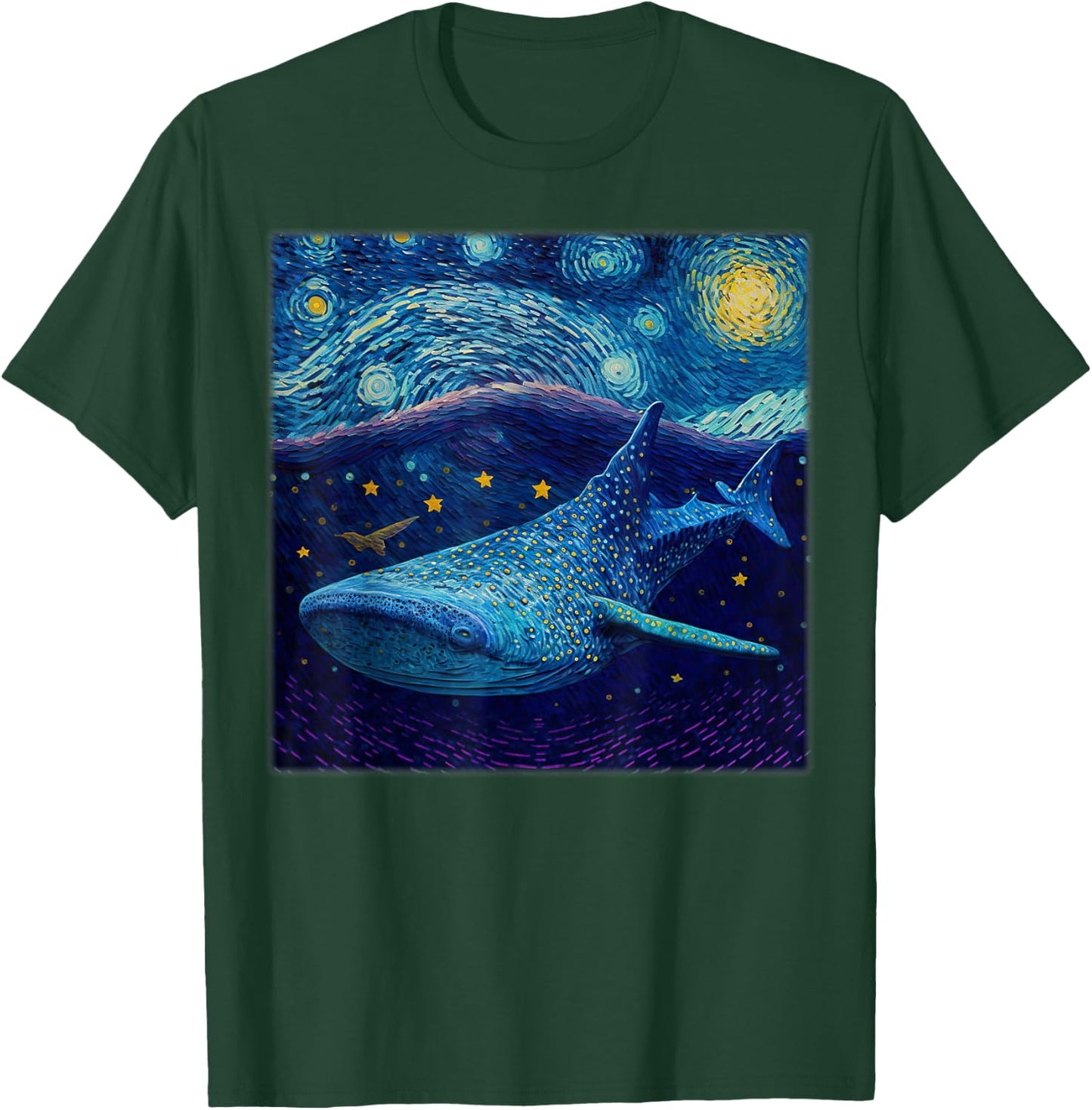 Surrealism Starry Night Whale Shark T-Shirt - T-Shirt | Forest