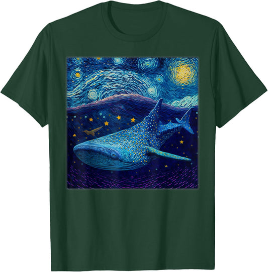 Surrealism Starry Night Whale Shark T-Shirt - T-Shirt | Forest