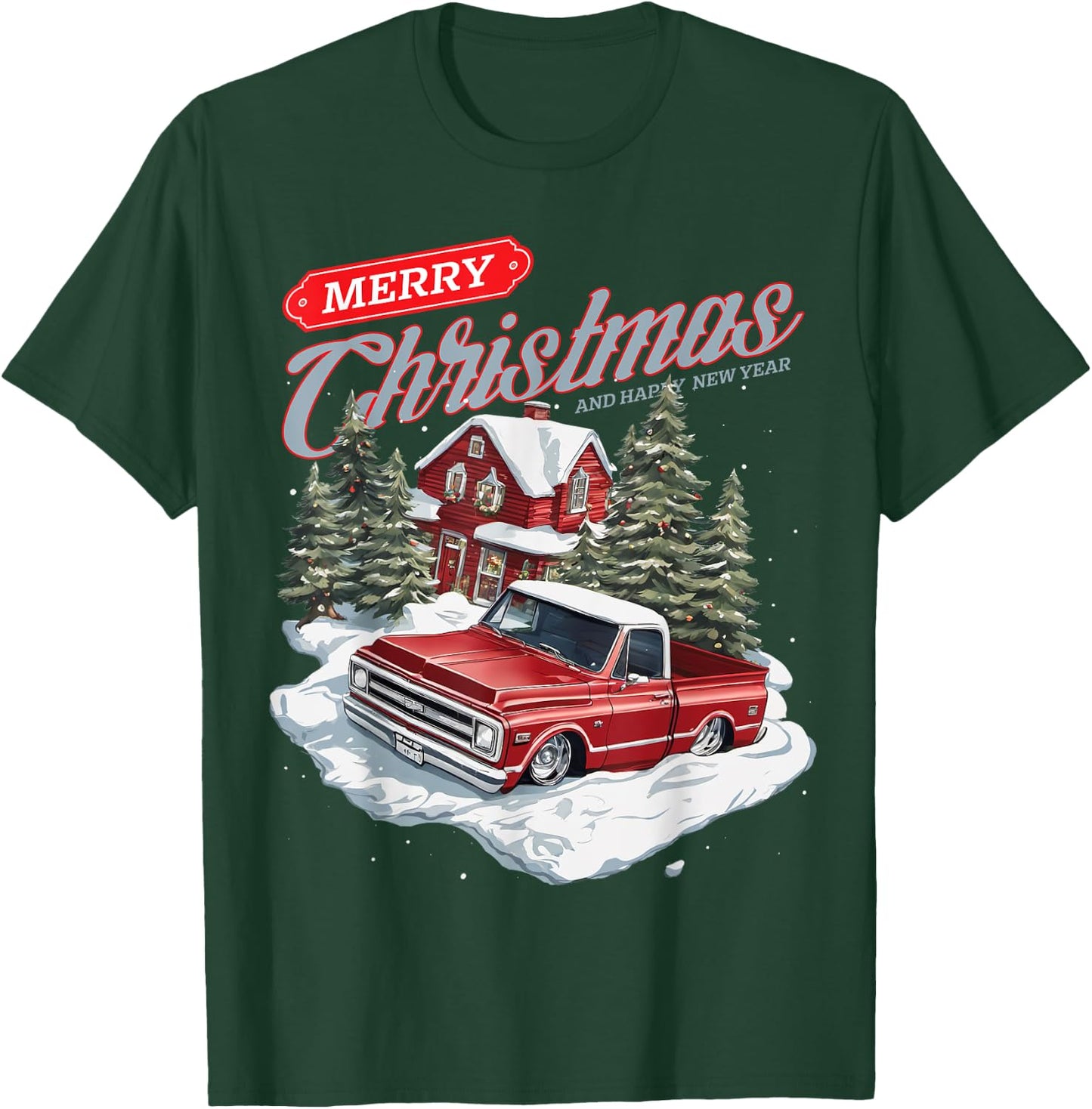 Merry Christmas C10 Truck, C10 vintage classic Holiday T-Shirt - T-Shirt | Forest