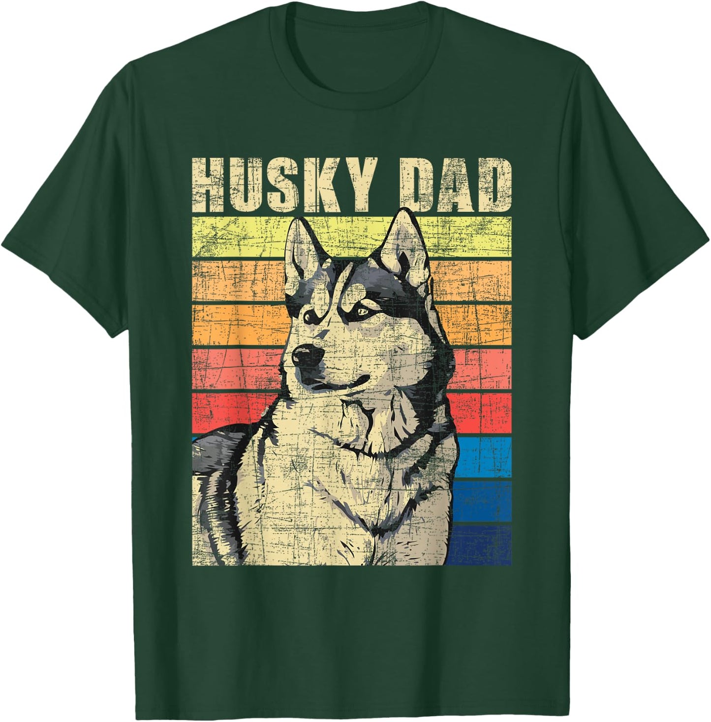 Husky Dad - Retro Vintage Pet Siberian Husky Dog Lover Men Women Kids T-Shirt - T-Shirt | Forest