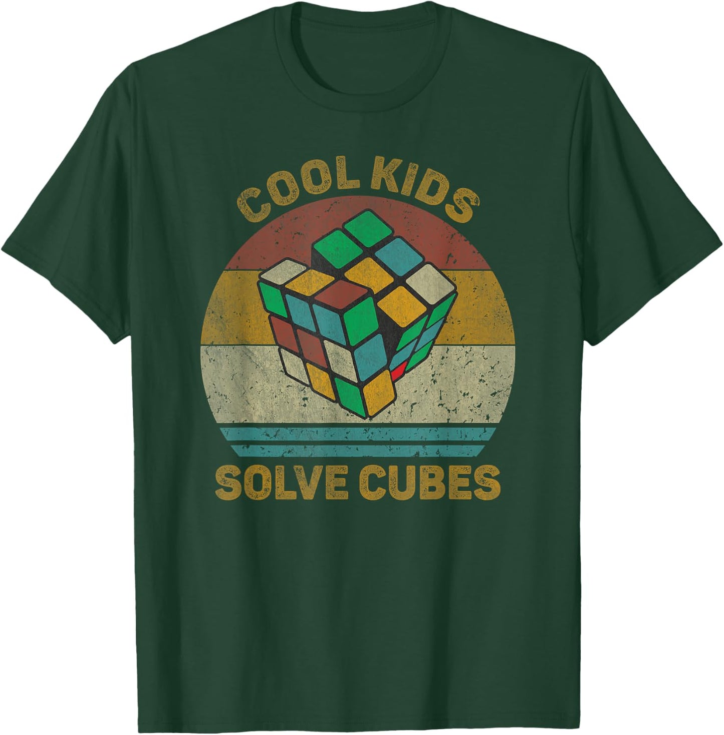 Cool Kids Solve Cubes Vintage Math Speedcubing Lovers T-Shirt - T-Shirt | Forest