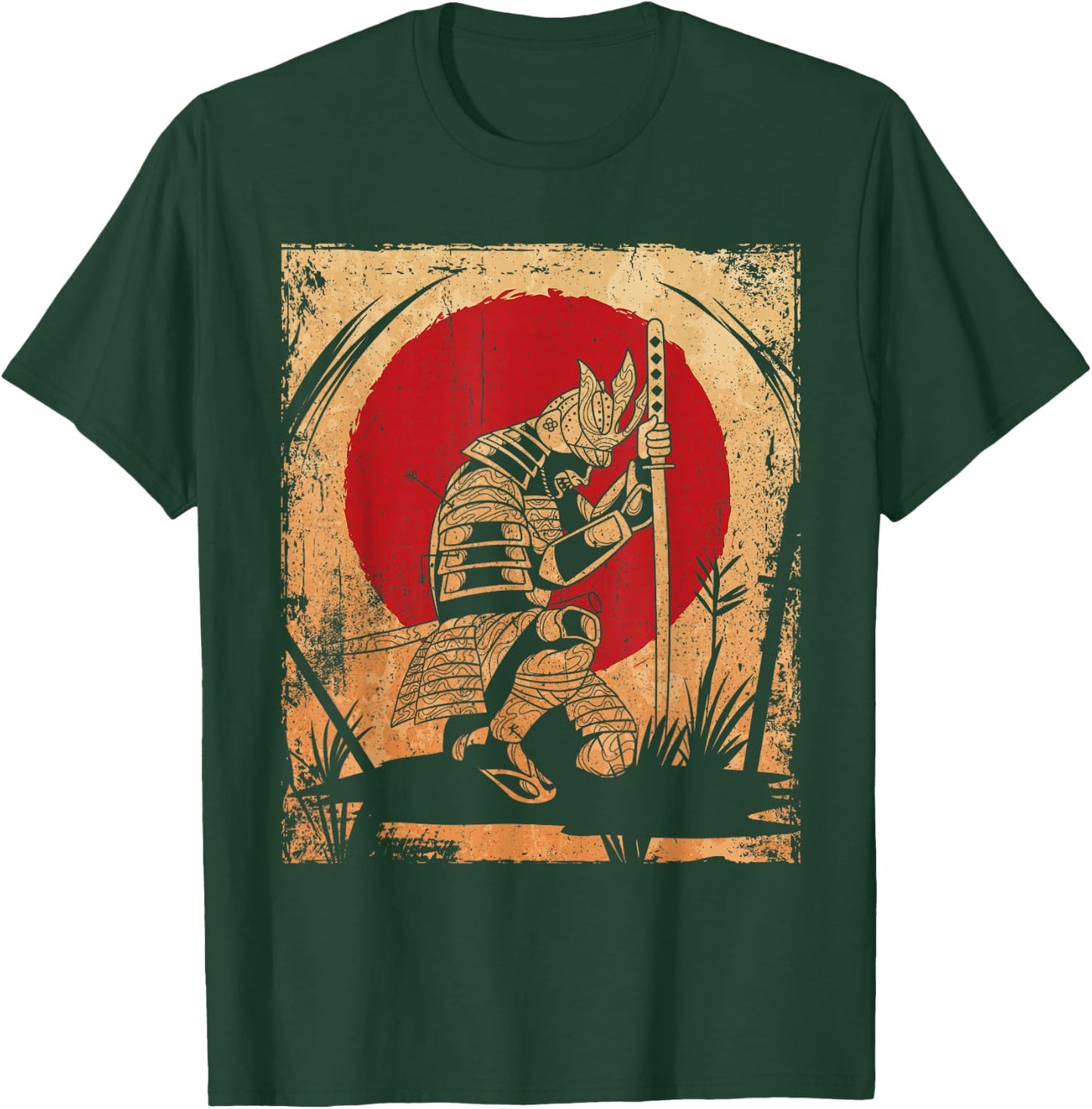 Samurai Japanese Art Vintage Fighter Retro T-Shirt - T-Shirt | Forest