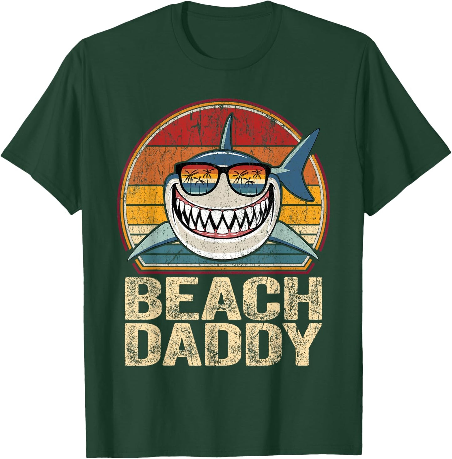 Beach Daddy Shirt Retro Shark Father Gifts Beach Dad T-Shirt - T-Shirt | Forest