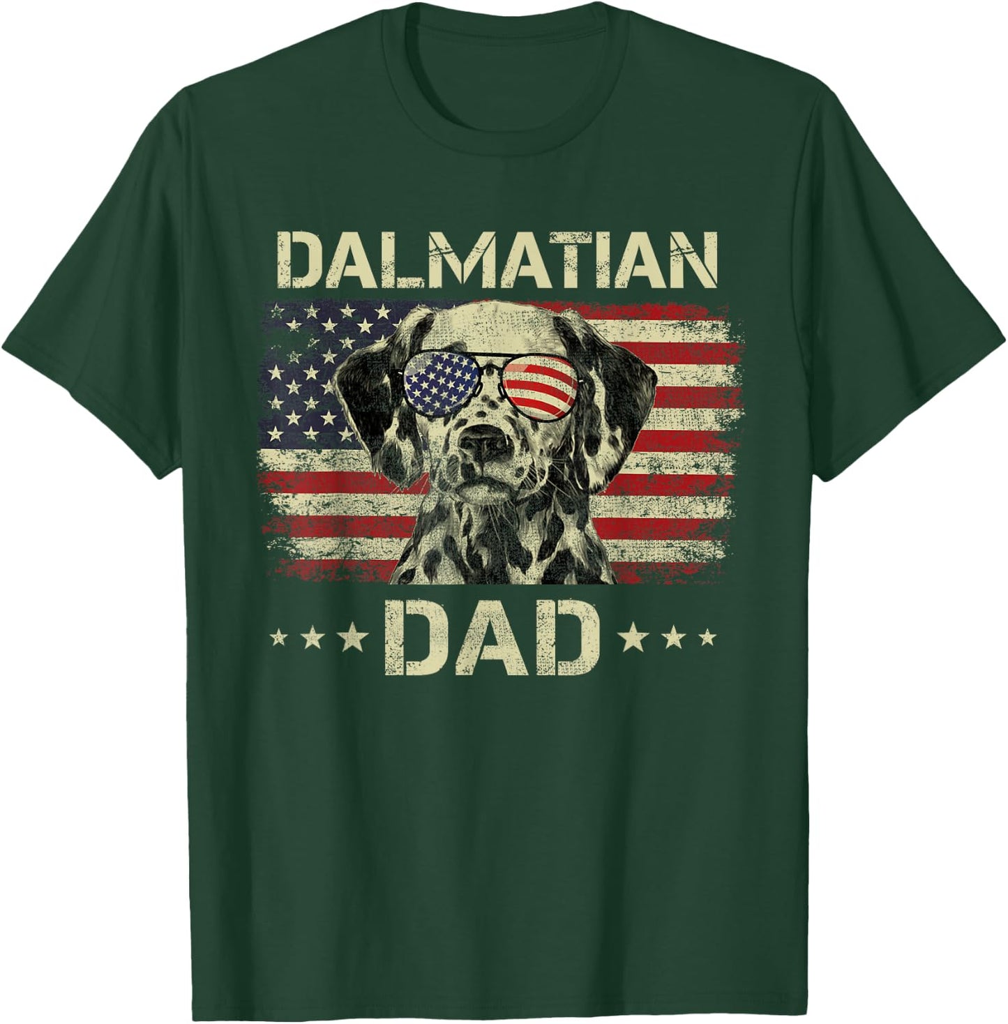 Dalmatian Dad Dog Lovers American Flag 4th Of July Men T-Shirt - T-Shirt | Forest