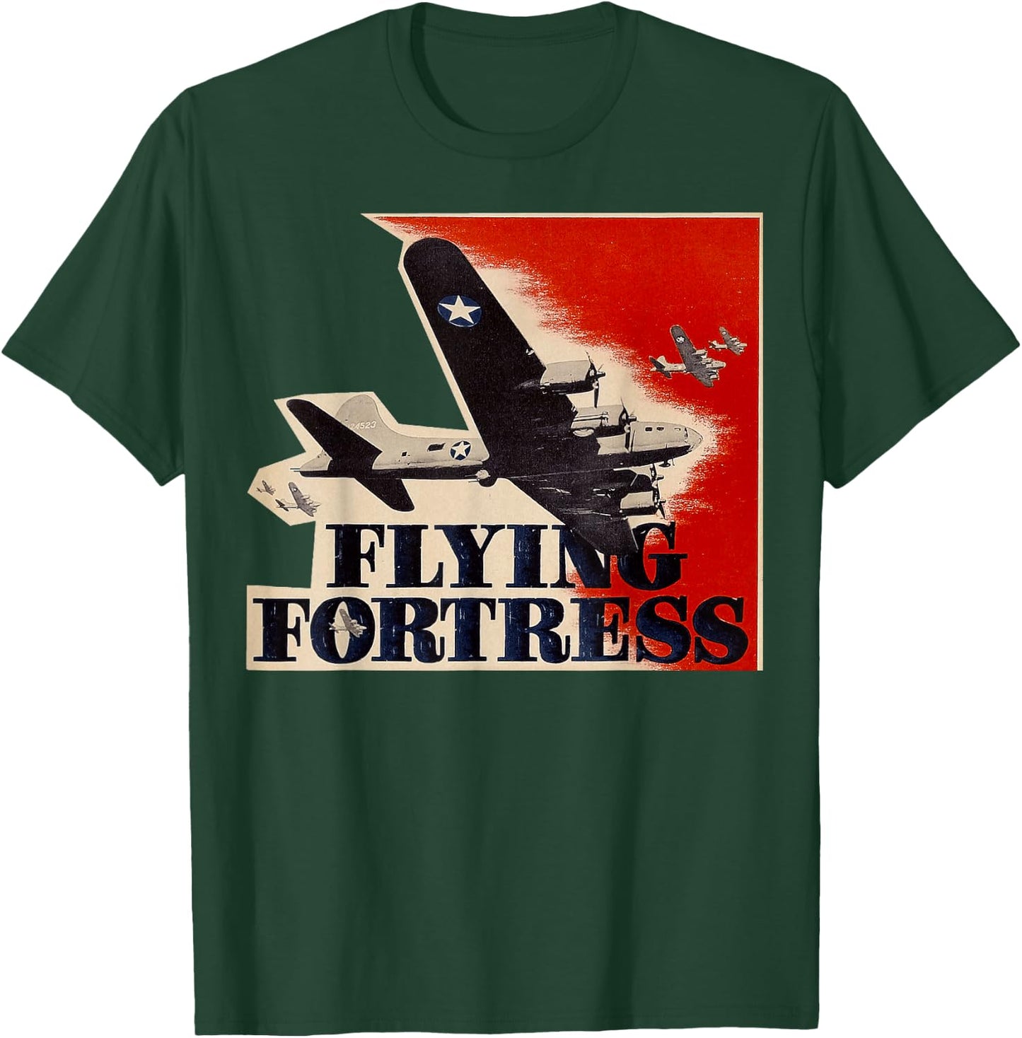 Vintage WWII B-17 USA Warplane B17 Flying Fortress T-Shirt - T-Shirt | Forest