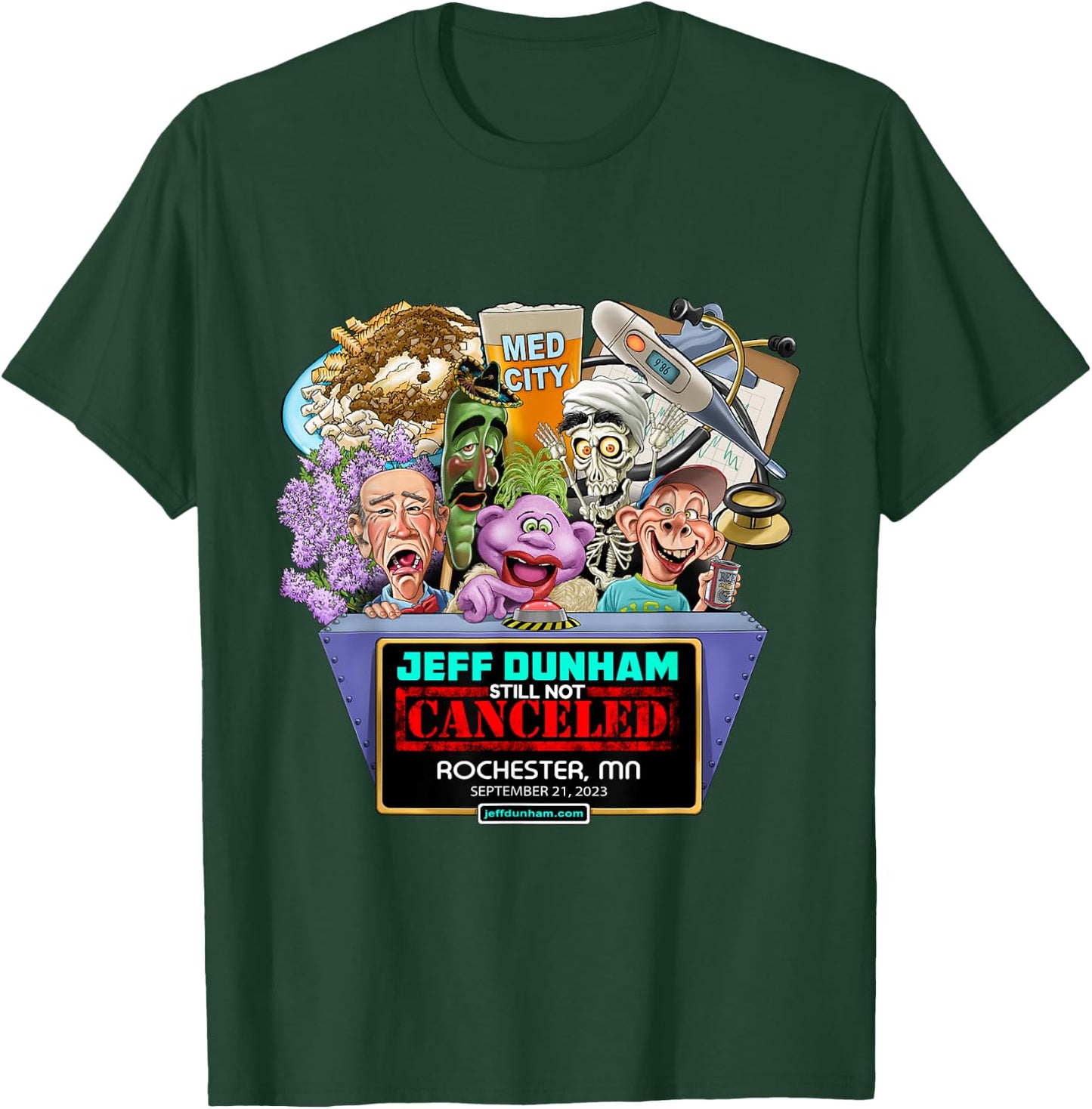 Jeff Dunham Rochester, MN (2023) T-Shirt - T-Shirt | Forest