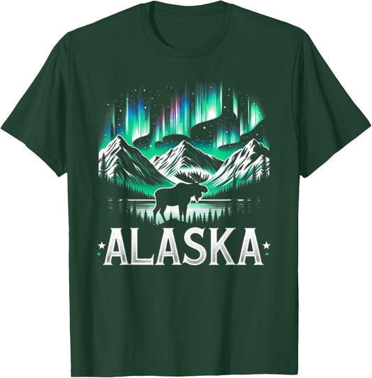 Alaska Day The Last Frontier Alaska Mountain Moose Souvenir T-Shirt - T-Shirt | Forest