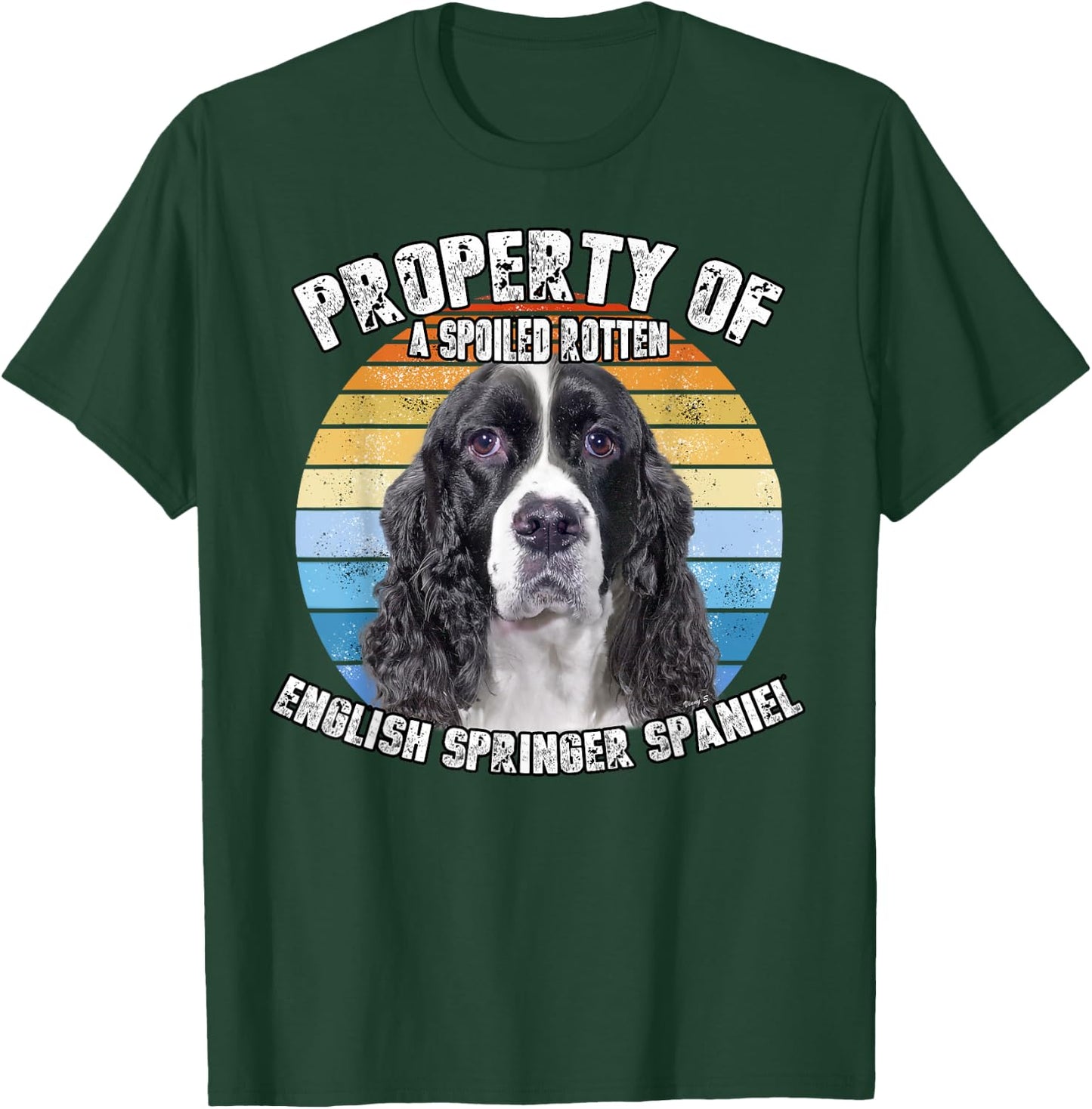 English Springer Spaniel Black Retro Property Of T-Shirt - T-Shirt | Forest