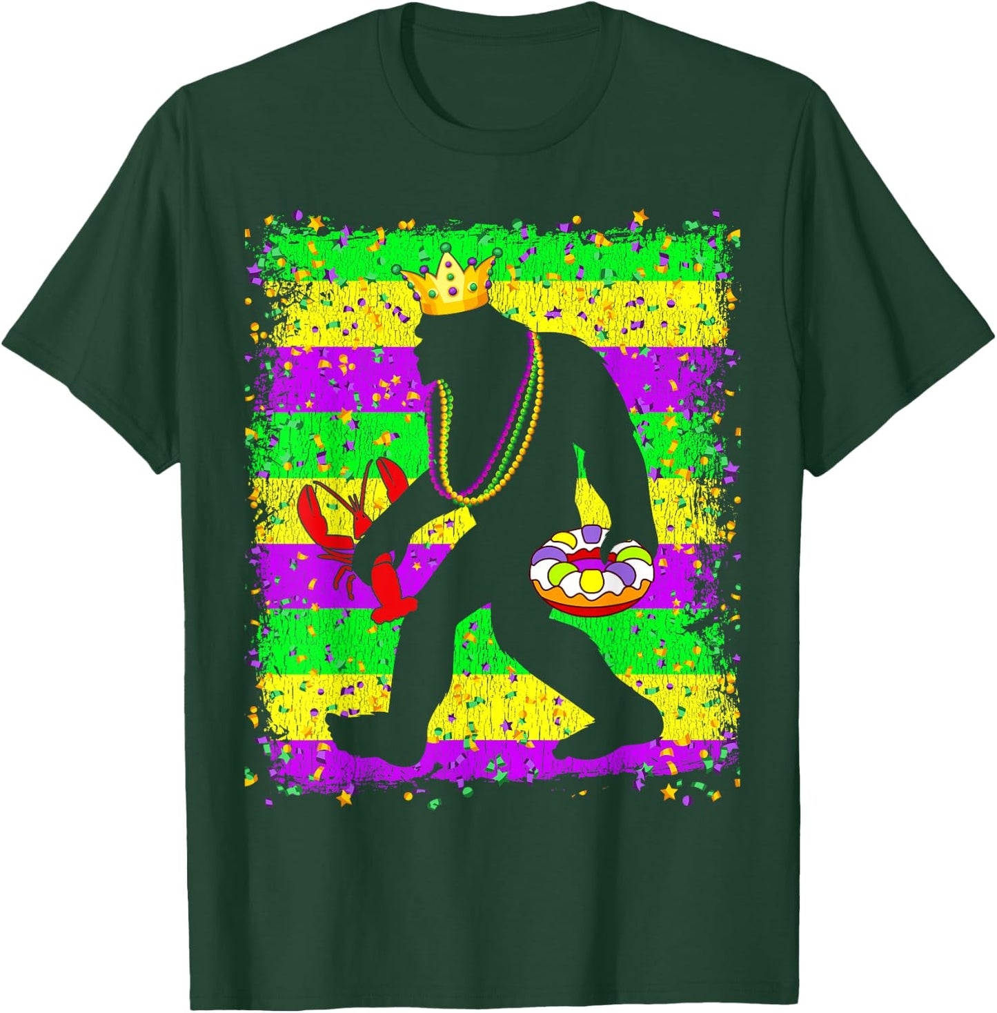 Bigfoot Mardi Gras Sasquatch Funny Men Kids Carnival festiva T-Shirt - T-Shirt | Forest