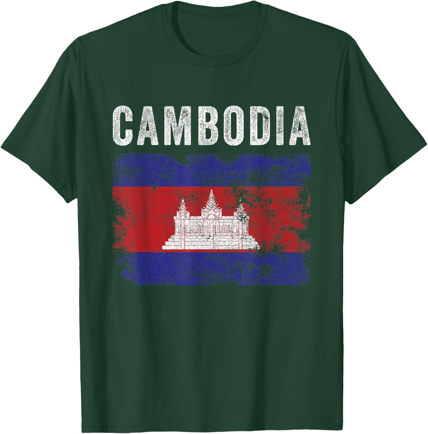 Cambodia Flag Distressed - Men Women Kids - Cambodian Flag T-Shirt - T-Shirt | Forest