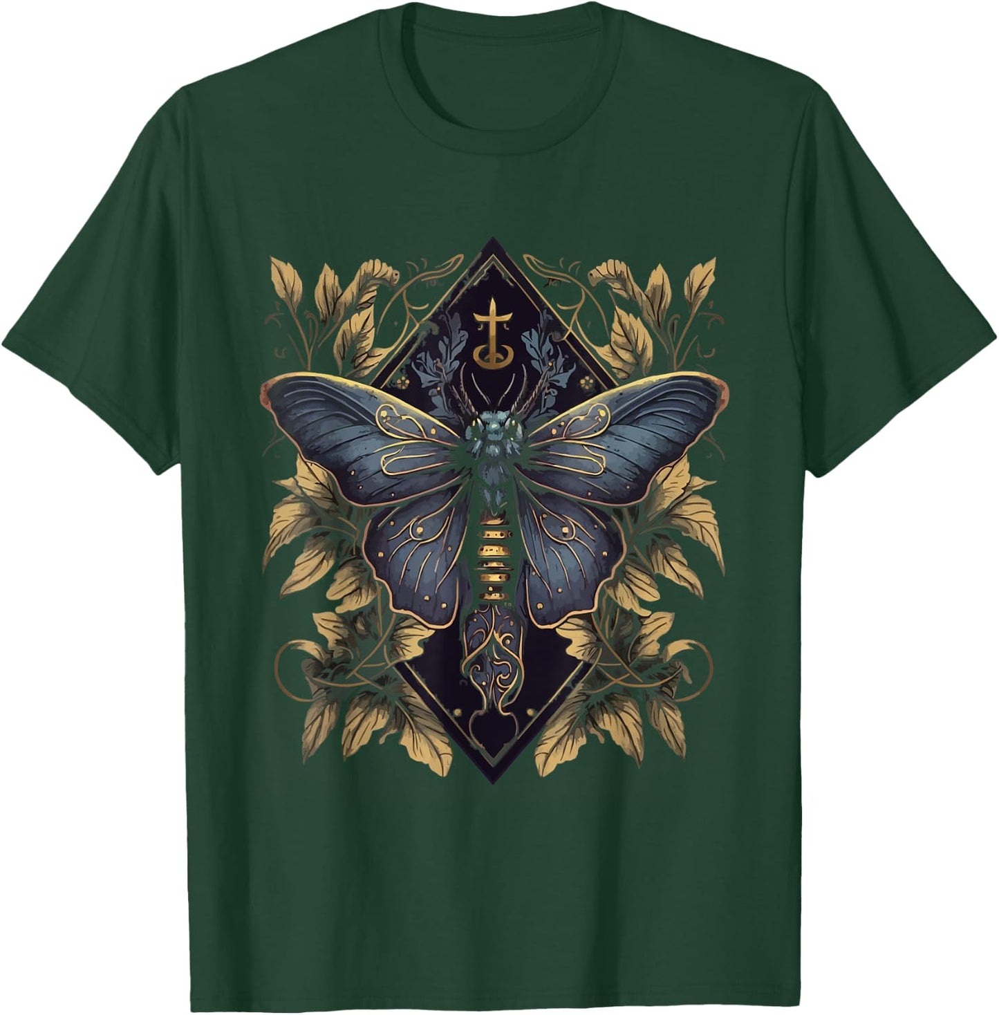 Gothic Moth Butterfly Witchcore Aesthetic Witchcraft Occult T-Shirt - T-Shirt | Forest