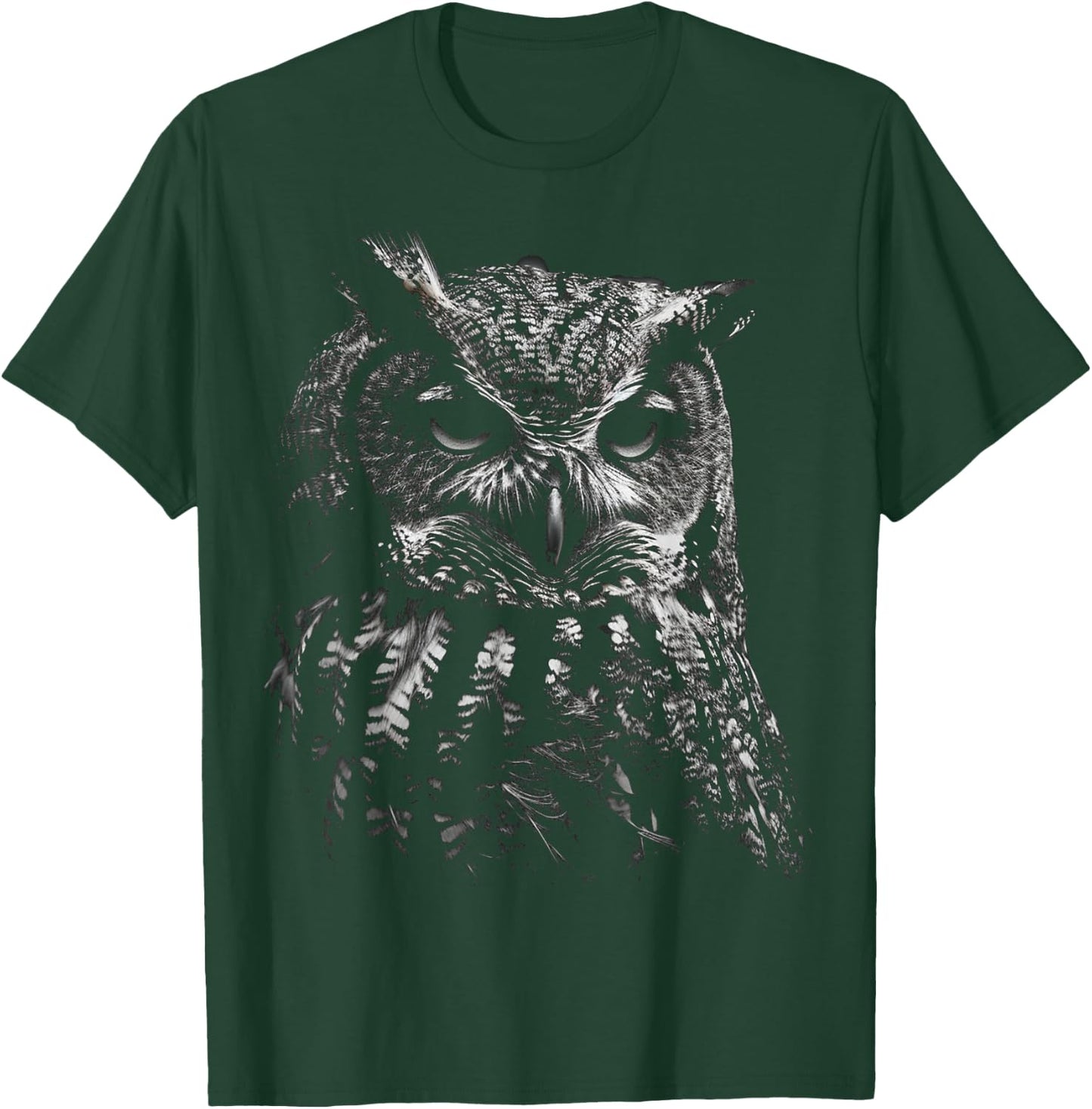 Owl Portrait Artwork | Animal Motif Owl T-Shirt - T-Shirt | Forest