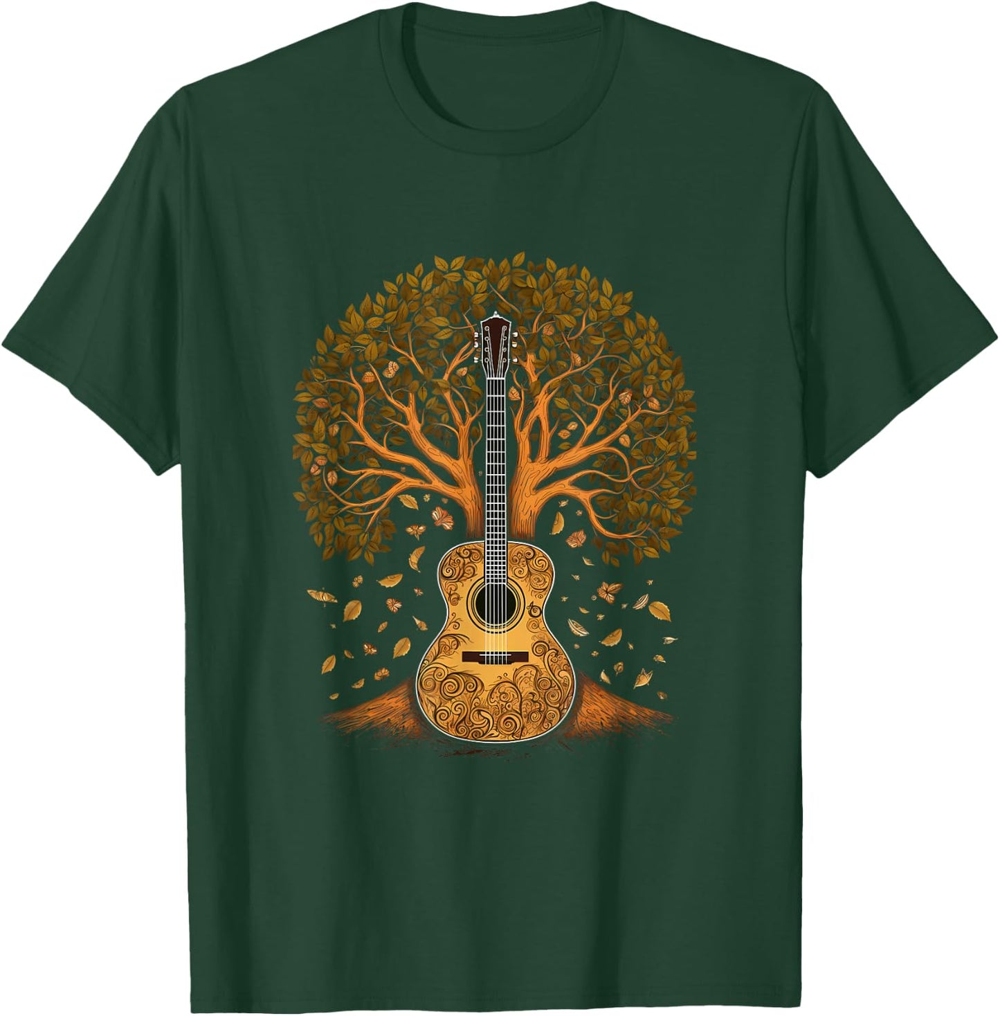 Acoustic Guitar Tree of Life, Guitar Tree T-Shirt - T-Shirt | Forest