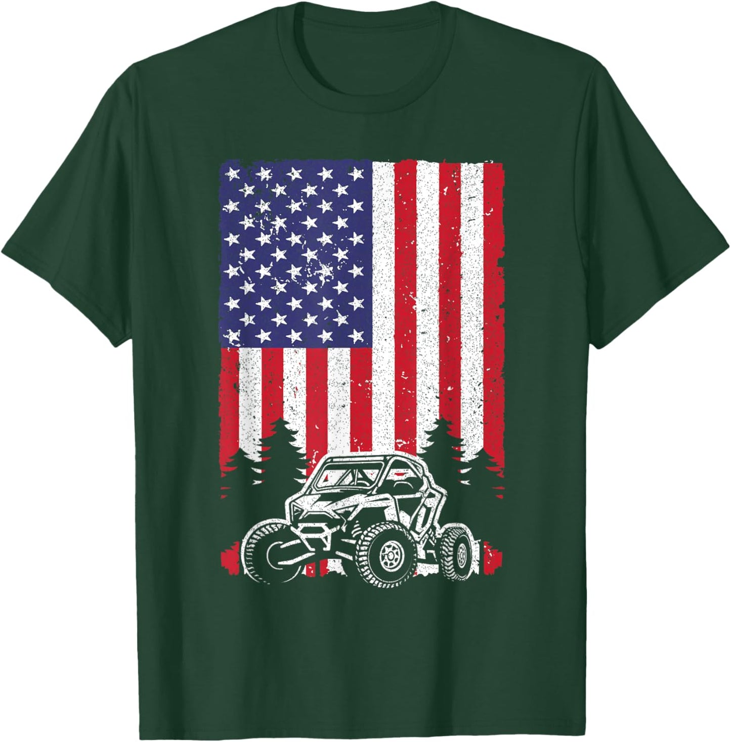 SxS Women Offroad Mud Riding 4th of July US Flag T-Shirt - T-Shirt | Forest