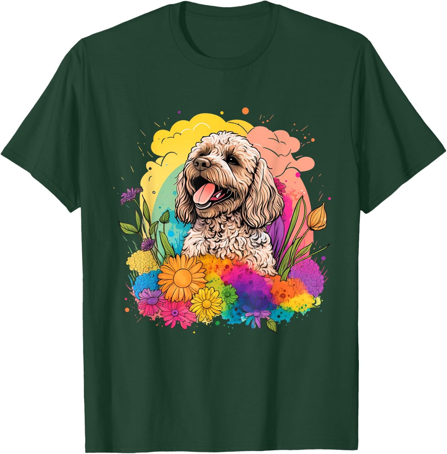 Cockapoo Mom Women Colorful Floral Graphic Flowers Dog T-Shirt - T-Shirt | Forest