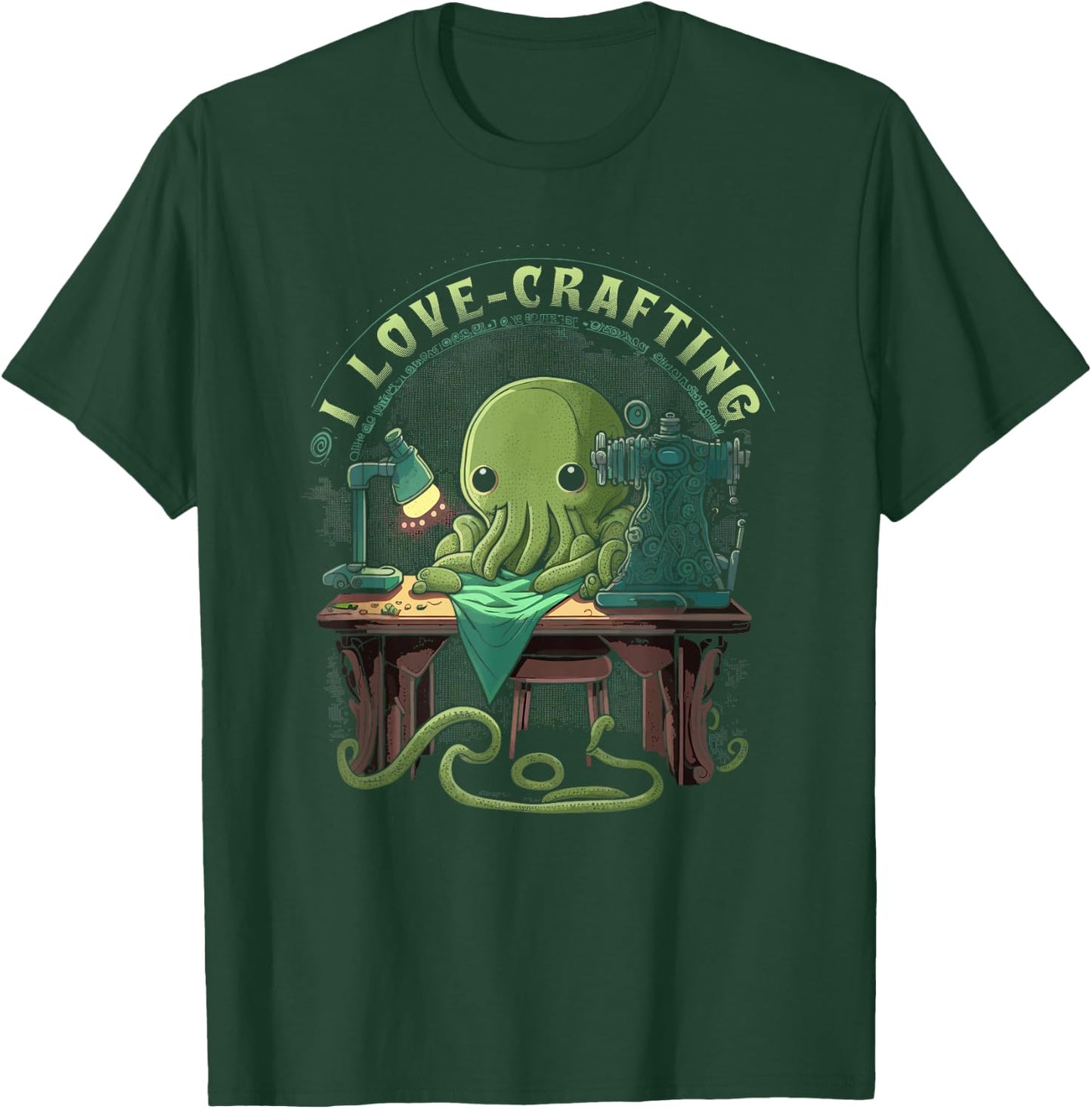 Cthulhu I Love Crafting, Funny Cute Sewing Cthulhu T-Shirt - T-Shirt | Forest