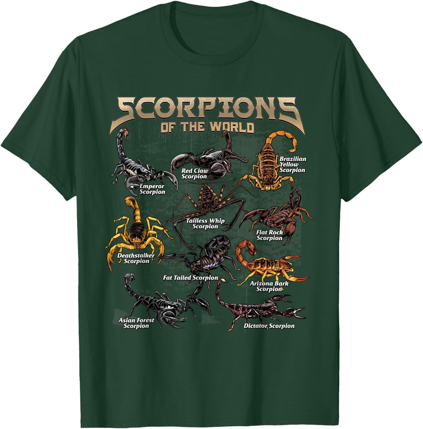 Scorpions Animals of The World Sting Educational Arachnology T-Shirt - T-Shirt | Forest