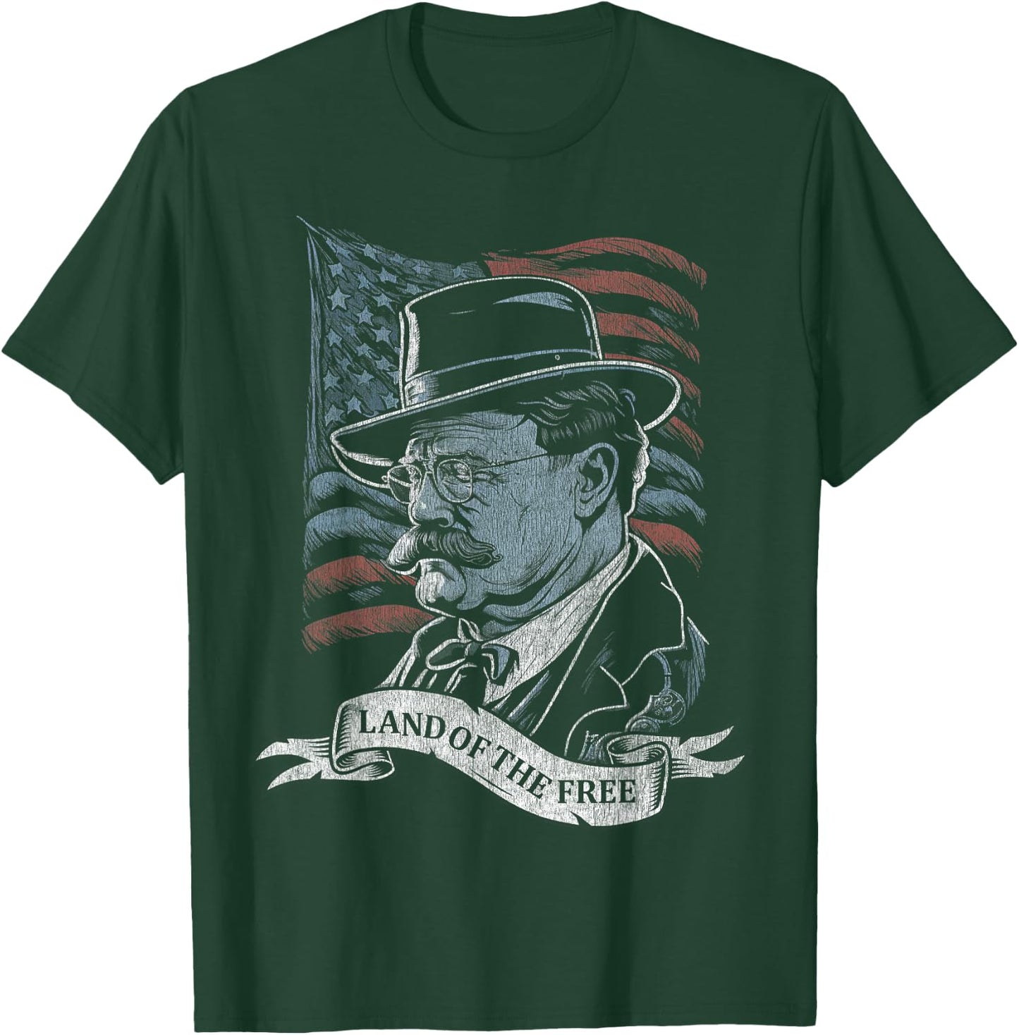Teddy Roosevelt 4th of July American Flag Patriotic America T-Shirt - T-Shirt | Forest