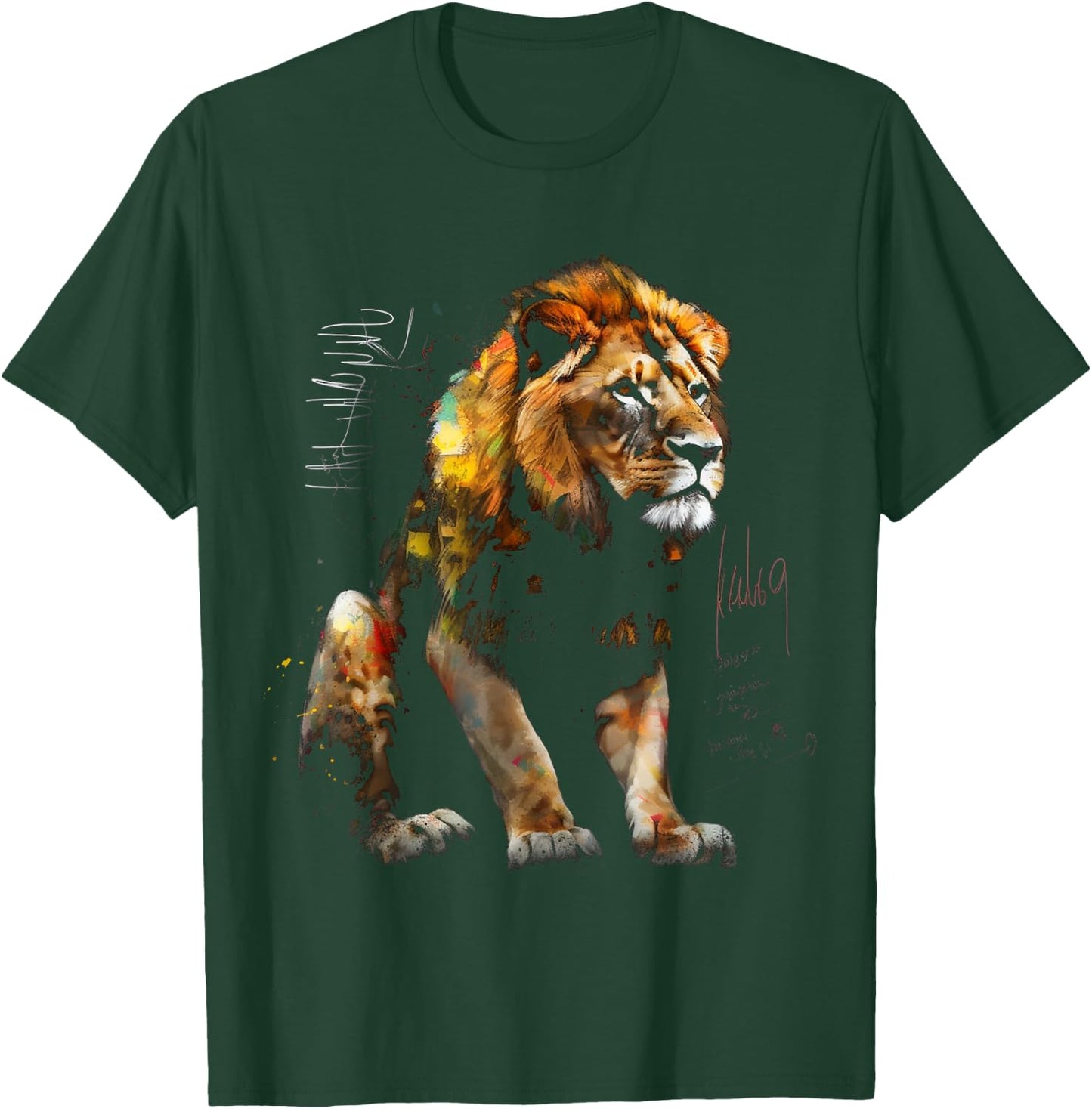 Lion Art - Animal Lovers Motif Artwork Animal Lion T-Shirt - T-Shirt | Forest