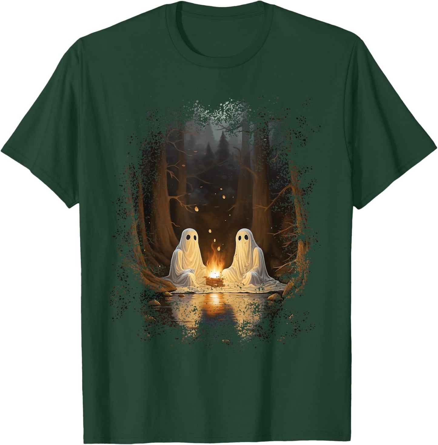 Vintage Ghost Campfire Camping Gothic Halloween T-Shirt - T-Shirt | Forest