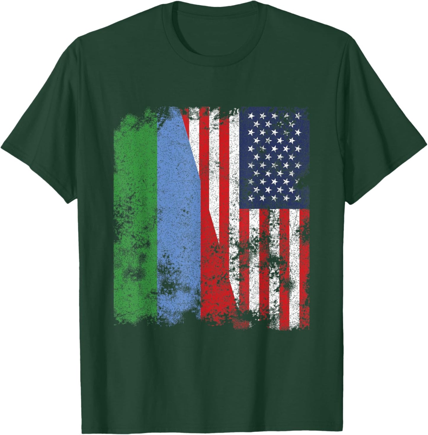 Dagestan USA Flag Distressed - Half American T-Shirt - T-Shirt | Forest