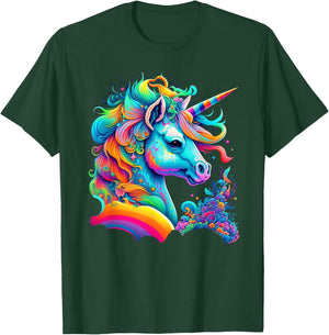 Colorful Rainbow Unicorn Graphic T-Shirt - T-Shirt | Forest