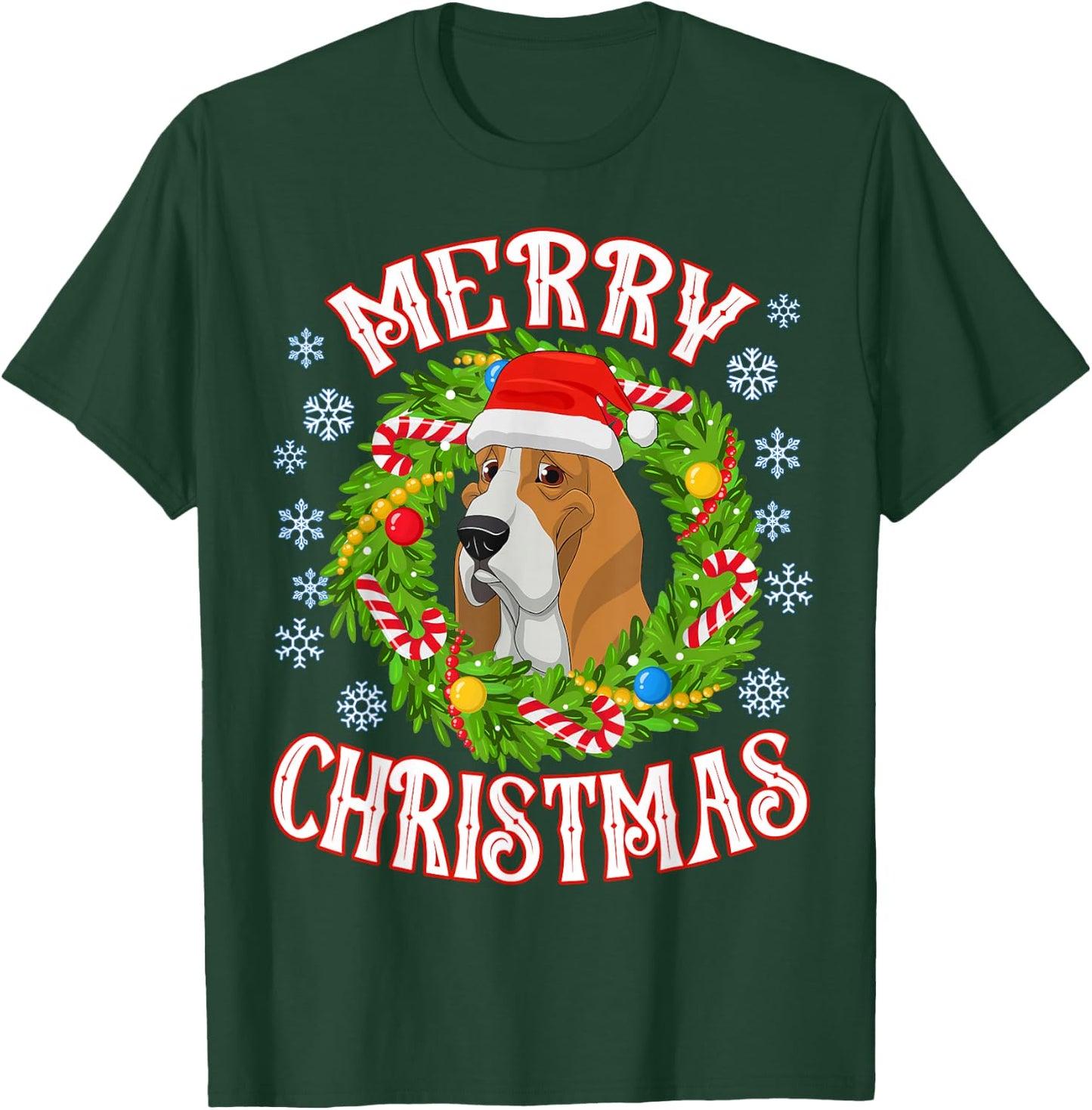 Basset Hound Santa Doggy Christmas Spirit Of Holiday T-Shirt - T-Shirt | Forest