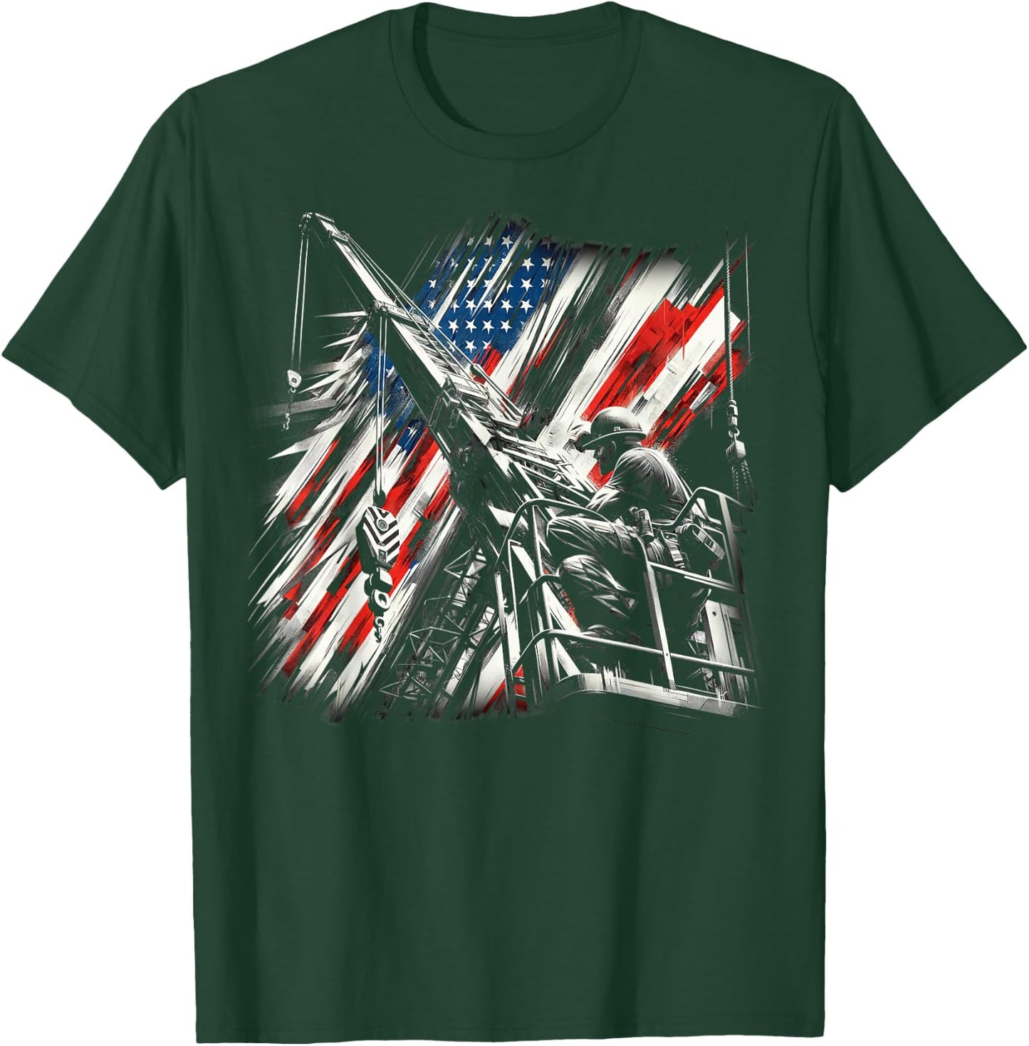 crane operator American Flag, crane operator T-Shirt - T-Shirt | Forest