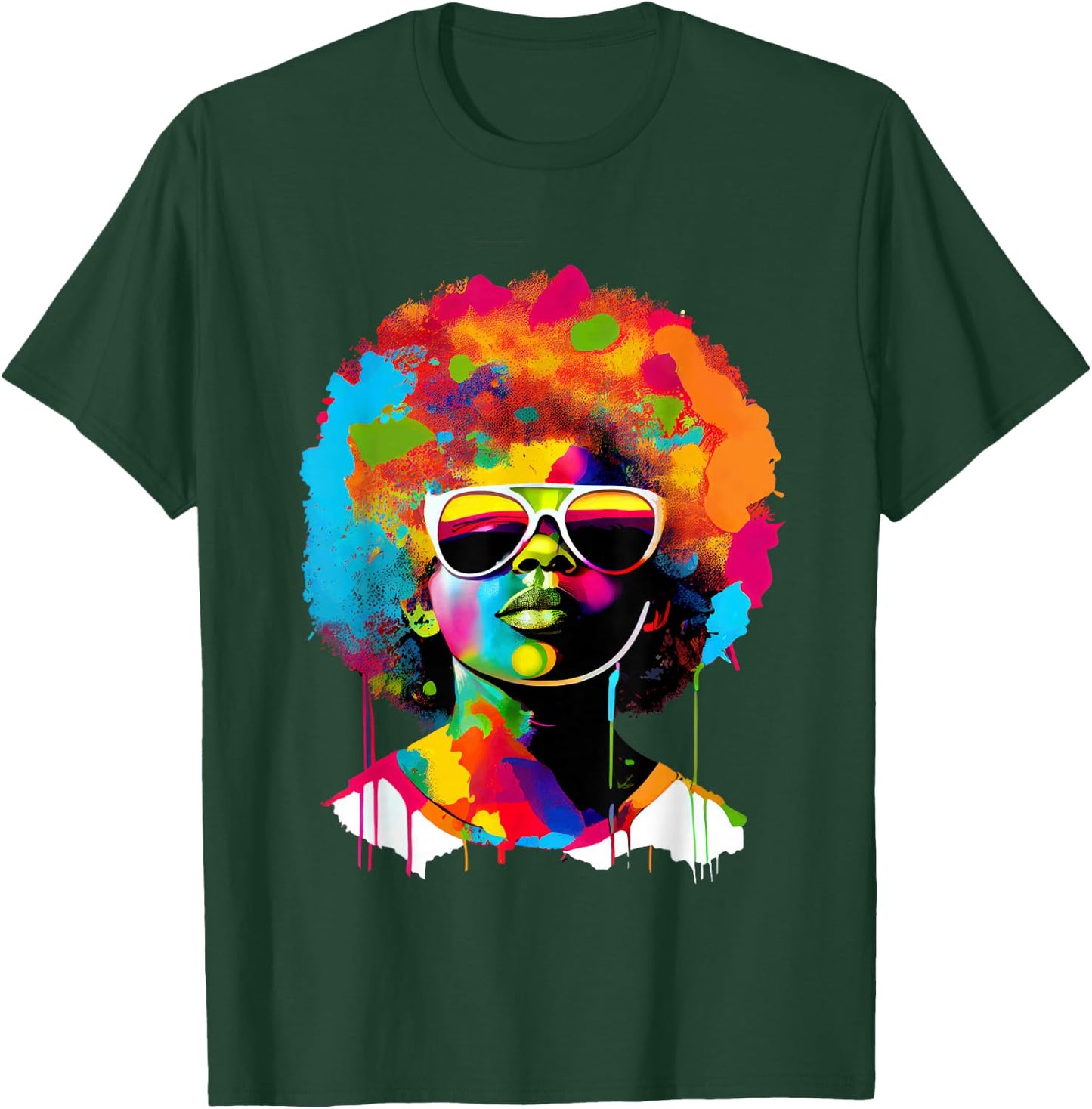 Young Black King Afro Melanin Boy Paint Dripping Colorful T-Shirt - T-Shirt | Forest