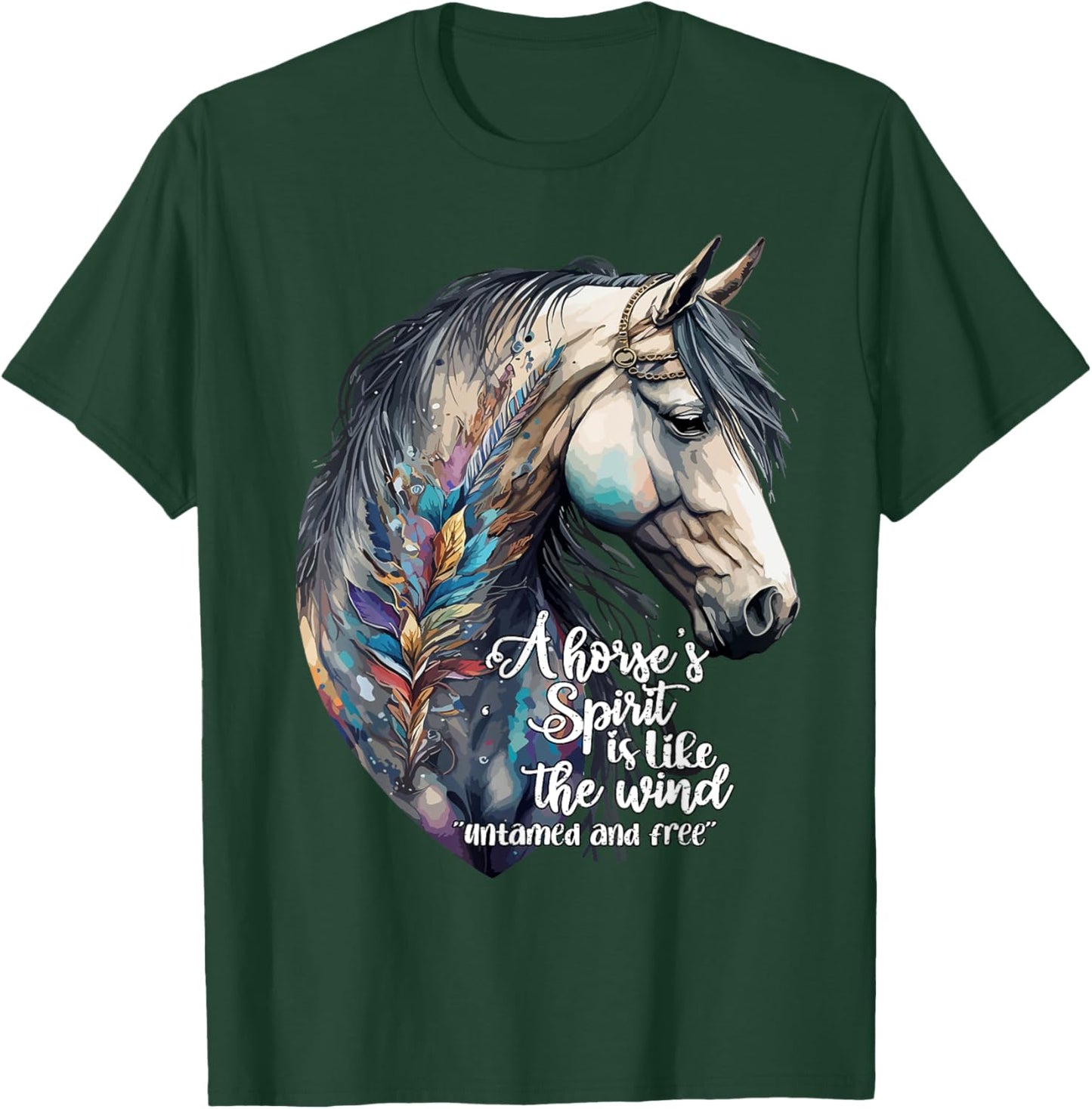 Just a girl who loves horses Co. Women's Black Bohemian Horse Portrait Horseback Riding T-Shirt - T-Shirt | Forest