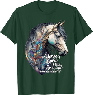 Just a girl who loves horses Co. Women's Black Bohemian Horse Portrait Horseback Riding T-Shirt - T-Shirt | Forest