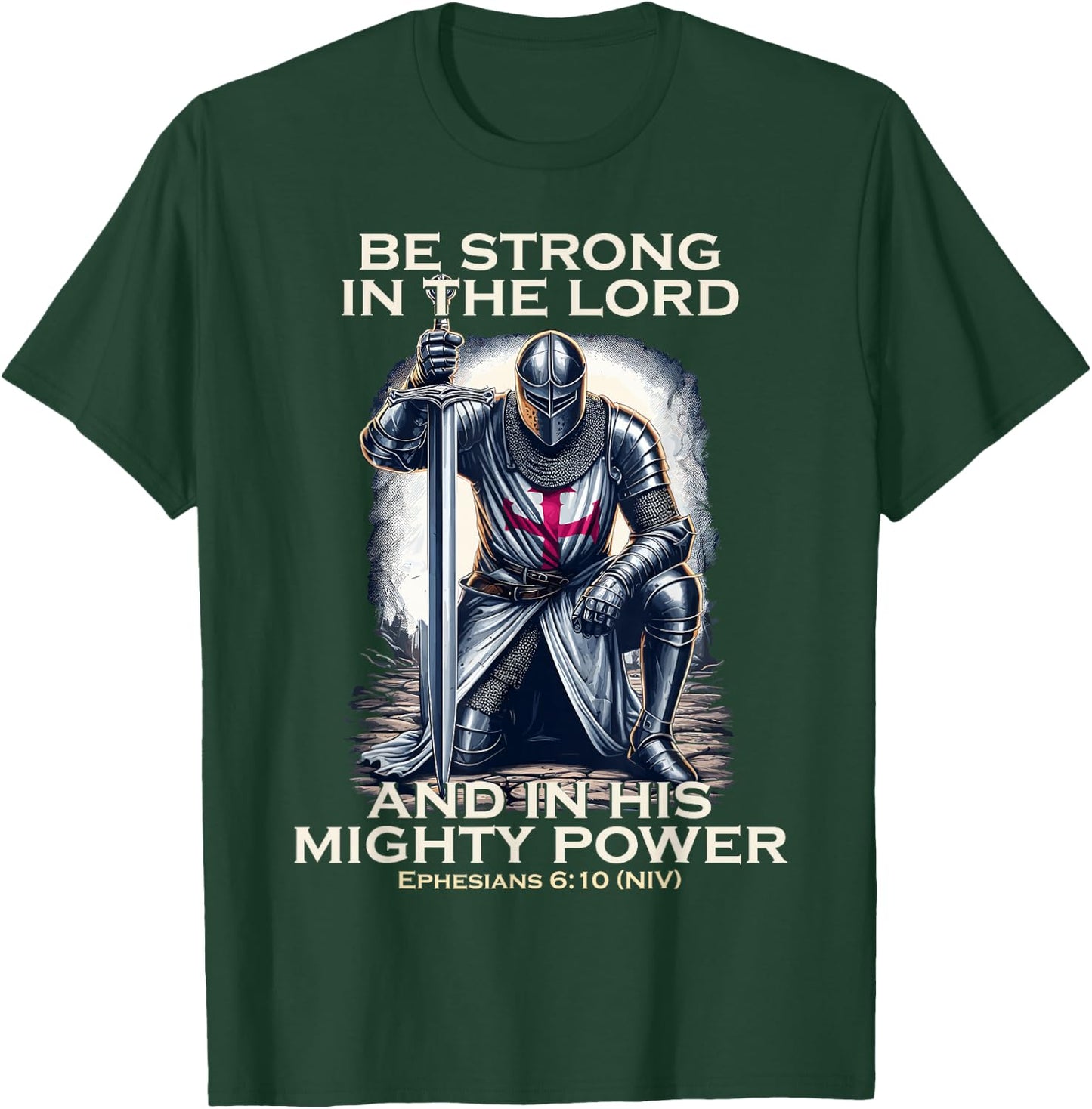 Templar Praying Knight Christian Bible Verse Saying Lord T-Shirt - T-Shirt | Forest