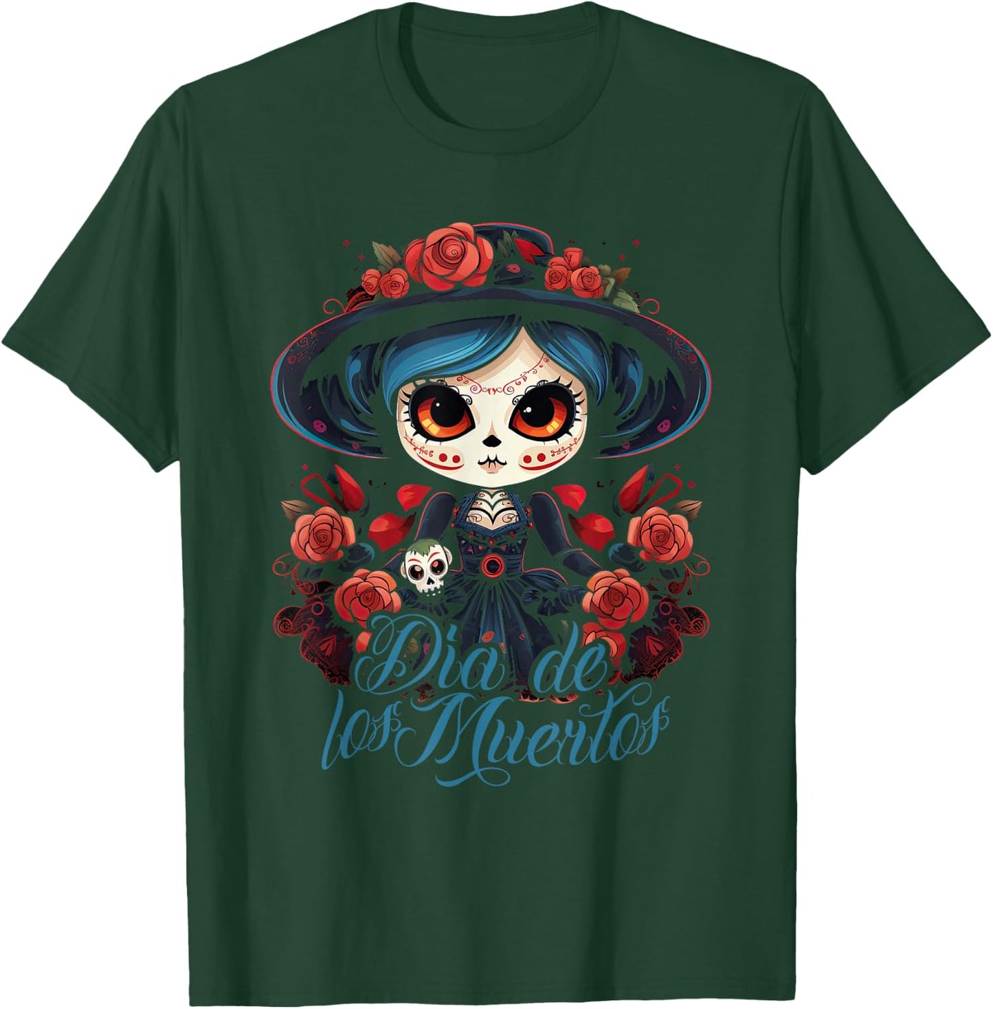 La Catrina Dress Stylish Day of the Dead Costume La Catrina T-Shirt - T-Shirt | Forest