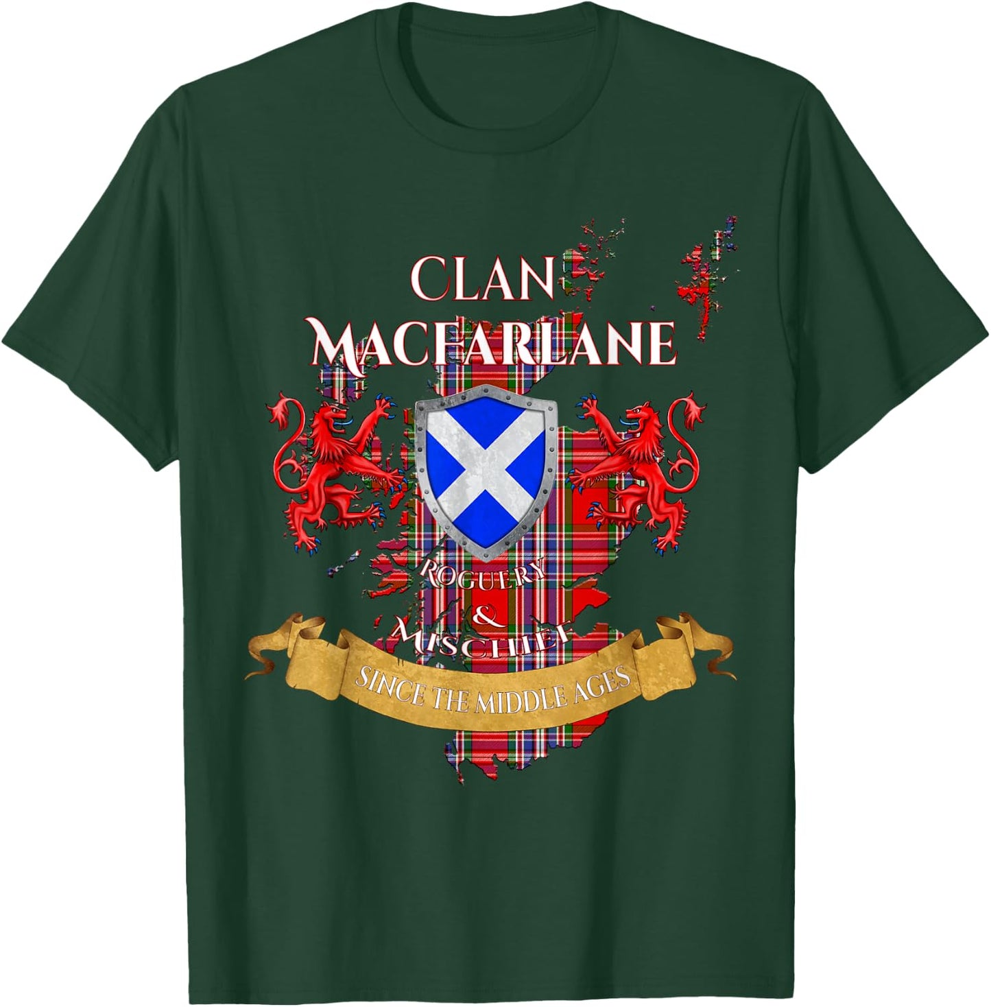 MacFarlane Scottish Family Clan Middle Ages Mischief T-Shirt - T-Shirt | Forest