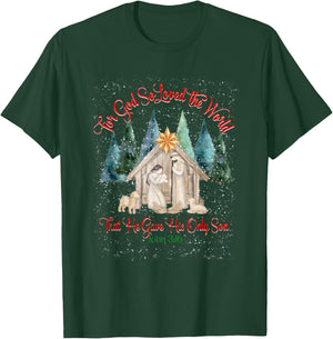 For God So Loved The World John 3:16 Christmas Nativity T-Shirt - T-Shirt | Forest