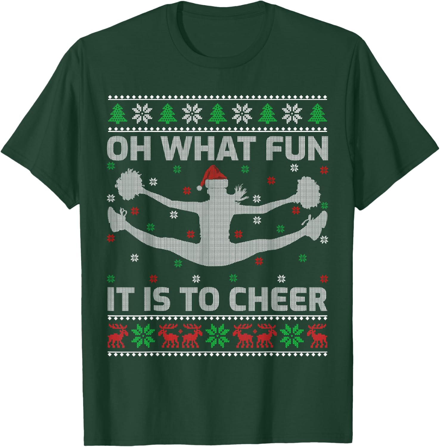 Oh What Fun It is to Cheer Ugly Cheerleading Christmas T-Shirt - T-Shirt | Forest