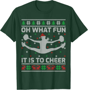 Oh What Fun It is to Cheer Ugly Cheerleading Christmas T-Shirt - T-Shirt | Forest