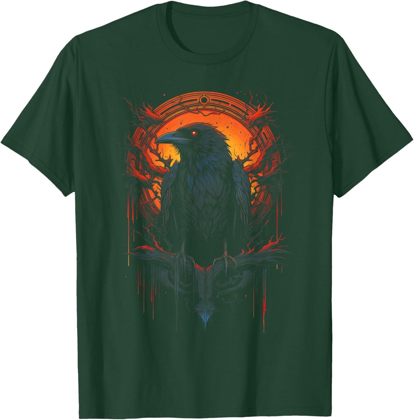 Crow Bird Dark Mystic Nordic Raven Black Gothic Occult Viking Witchcraft T-Shirt - T-Shirt | Forest