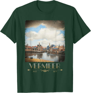 Jan Vermeer View of Delft Baroque Painting Cool Art T-Shirt - T-Shirt | Forest
