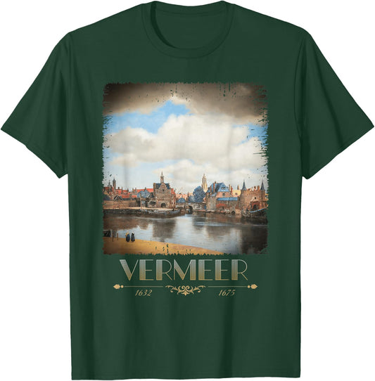 Jan Vermeer View of Delft Baroque Painting Cool Art T-Shirt - T-Shirt | Forest