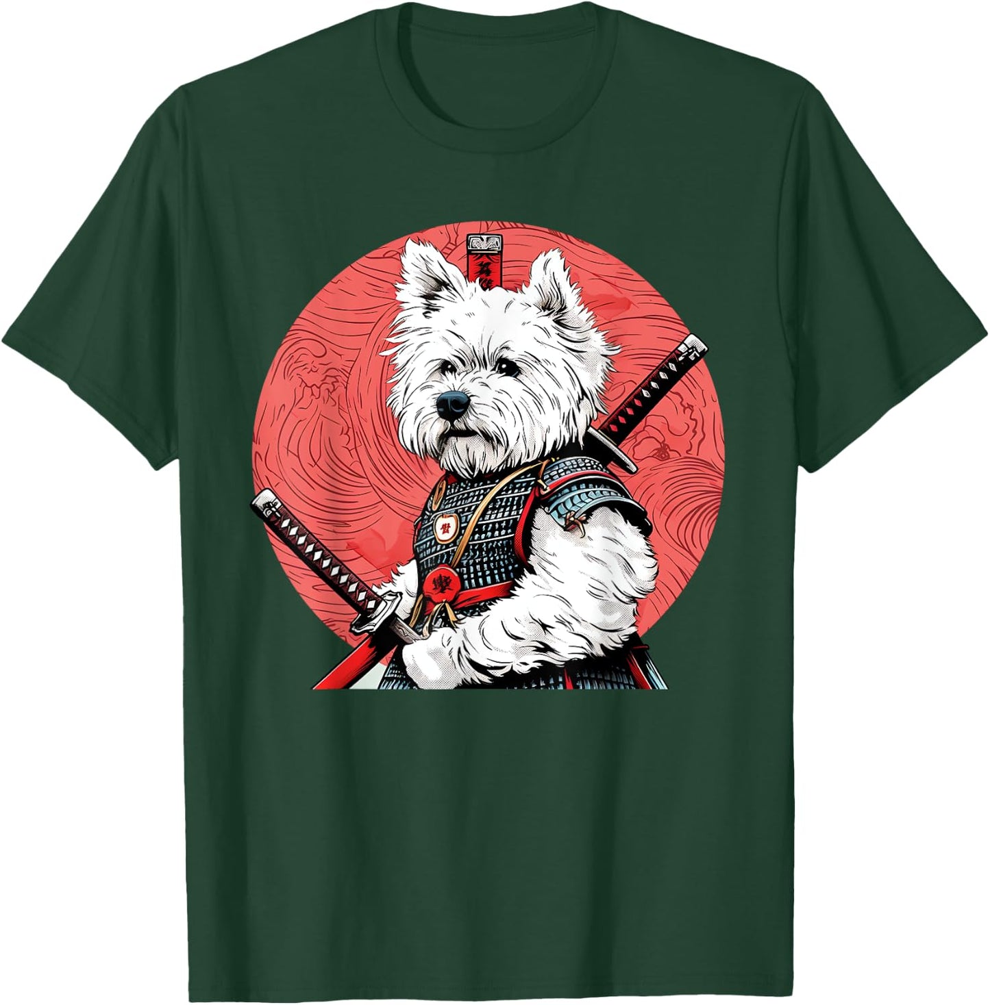 West Highland White Terrier Samurai Funny Dog Warrior Men Women Kids T-Shirt - T-Shirt | Forest